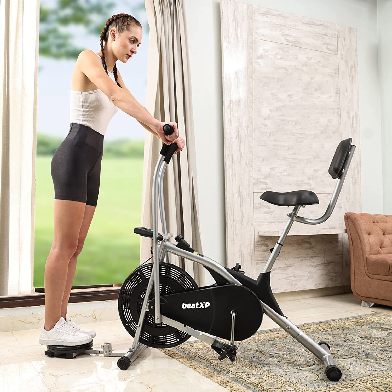 Image of beatXP 4CM Air Cycle for Home|Moving Handles & Back Support|Tummy Twister Indoor Cycles Exercise Bike