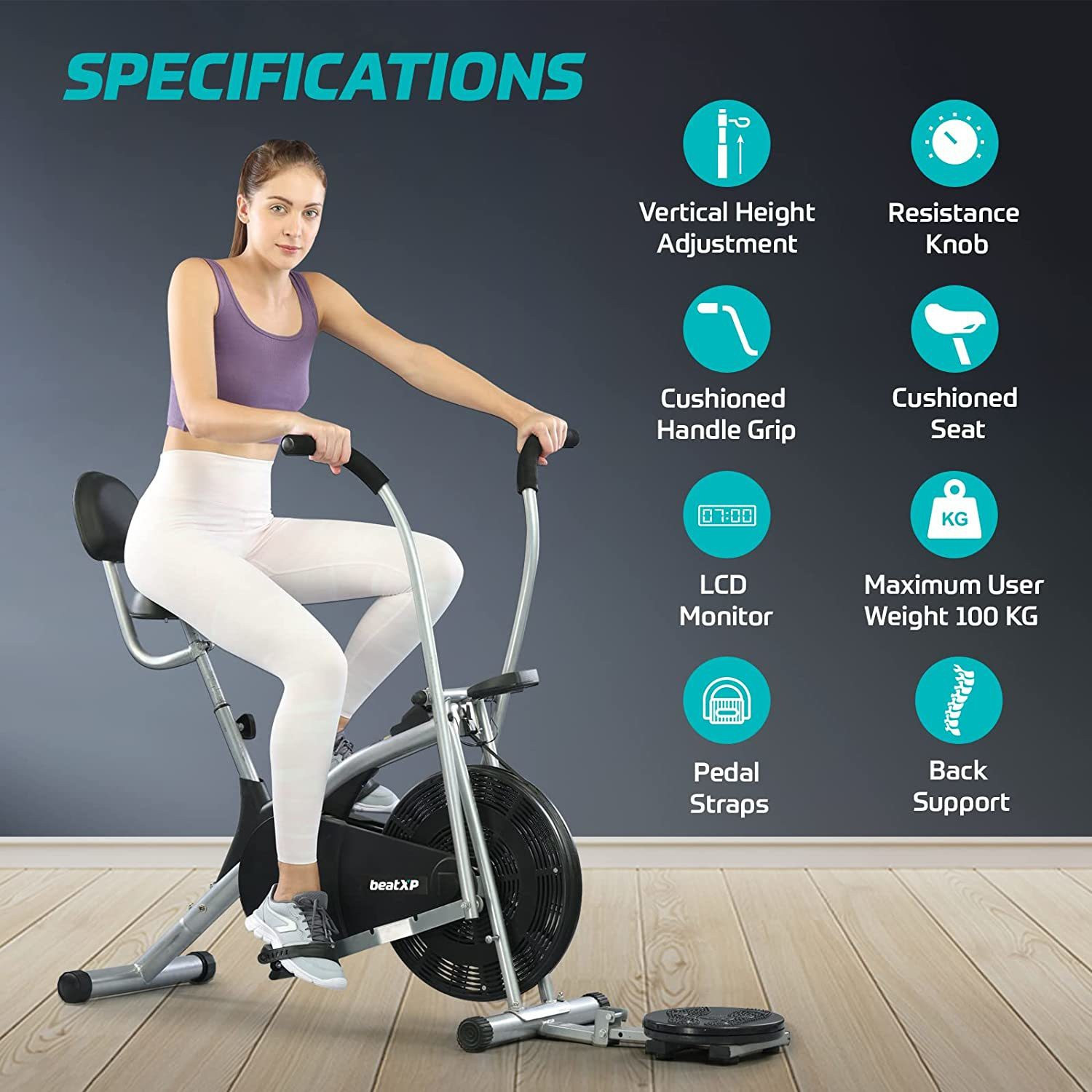 Image of beatXP 4CM Air Cycle for Home|Moving Handles & Back Support|Tummy Twister Indoor Cycles Exercise Bike