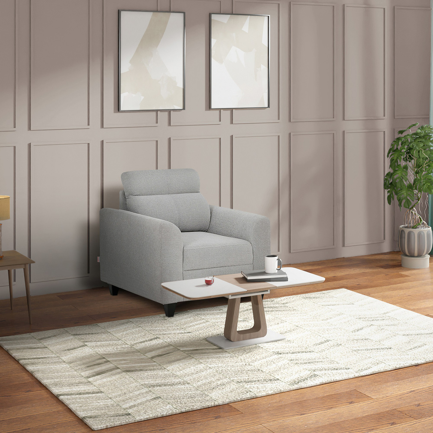 Image of Duroflex Zivo Plus Fabric 1 Seater Sofa