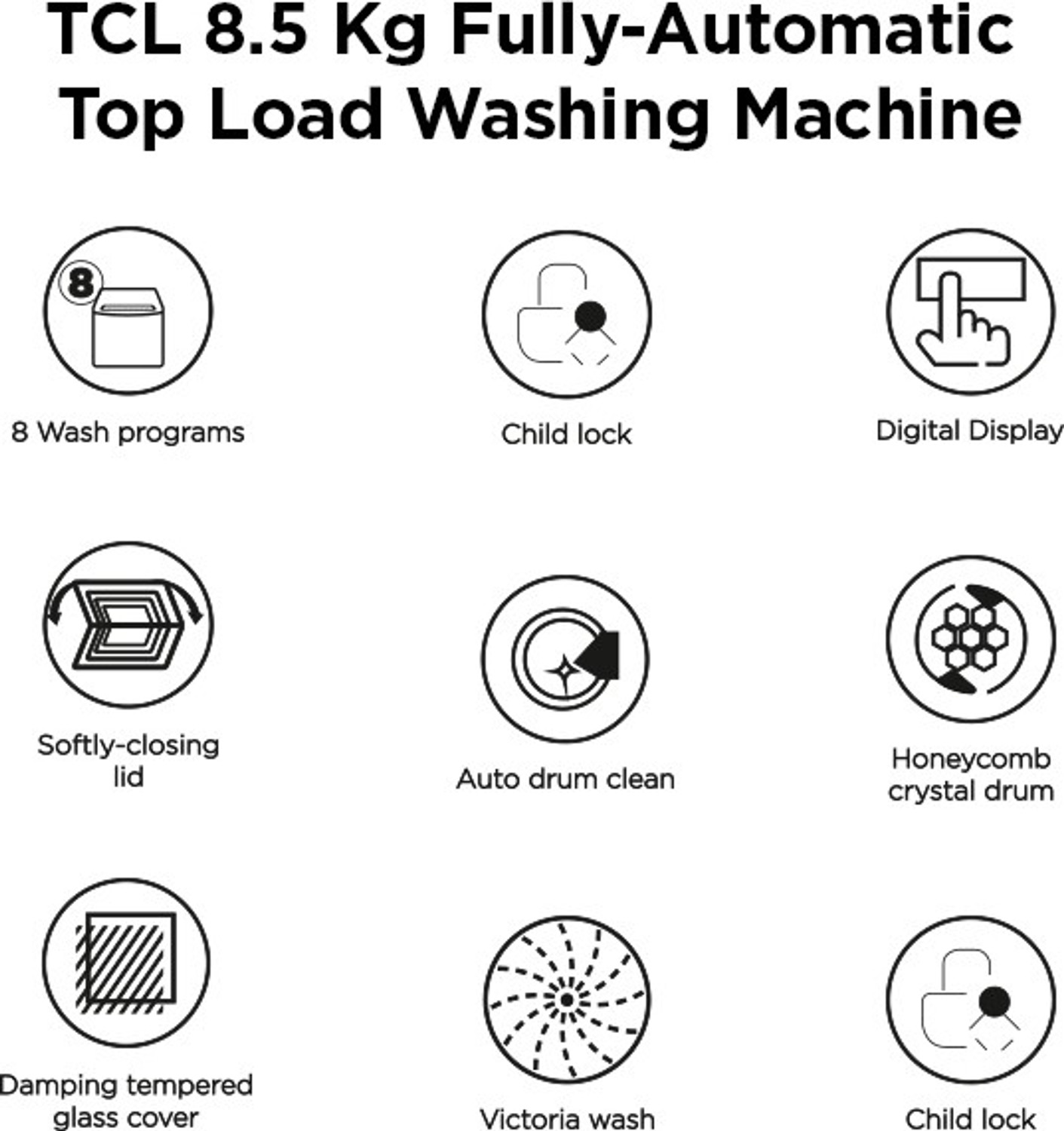 Image of TCL 8.5 kg Fully Automatic Top Load Washing Machine Grey (TWA85-F307GMG)