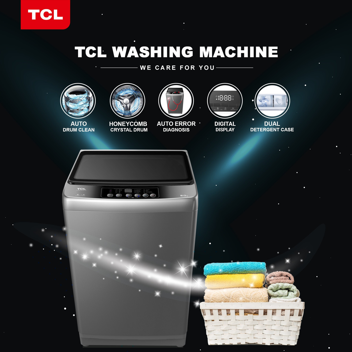 Image of TCL 8.5 kg Fully Automatic Top Load Washing Machine Grey (TWA85-F307GMG)