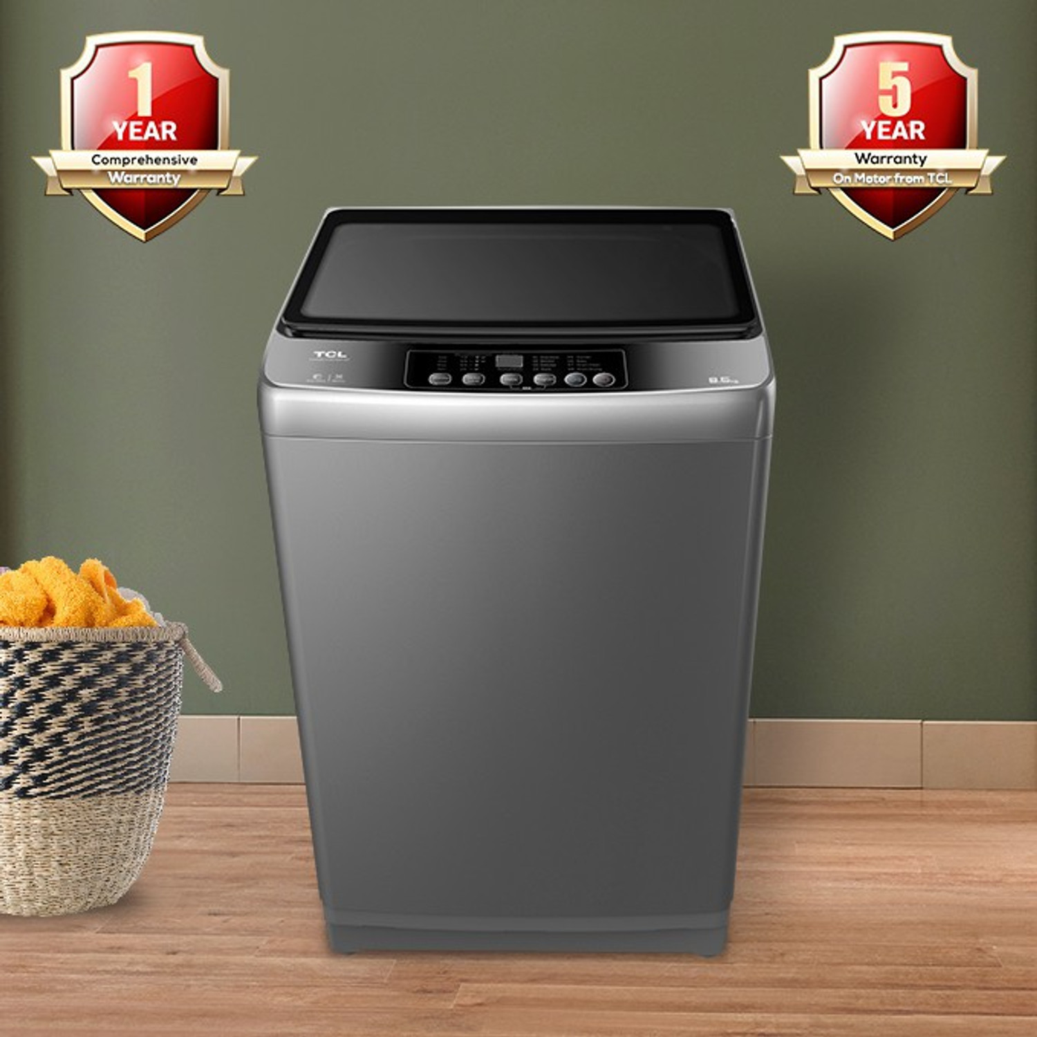 Image of TCL 8.5 kg Fully Automatic Top Load Washing Machine Grey (TWA85-F307GMG)