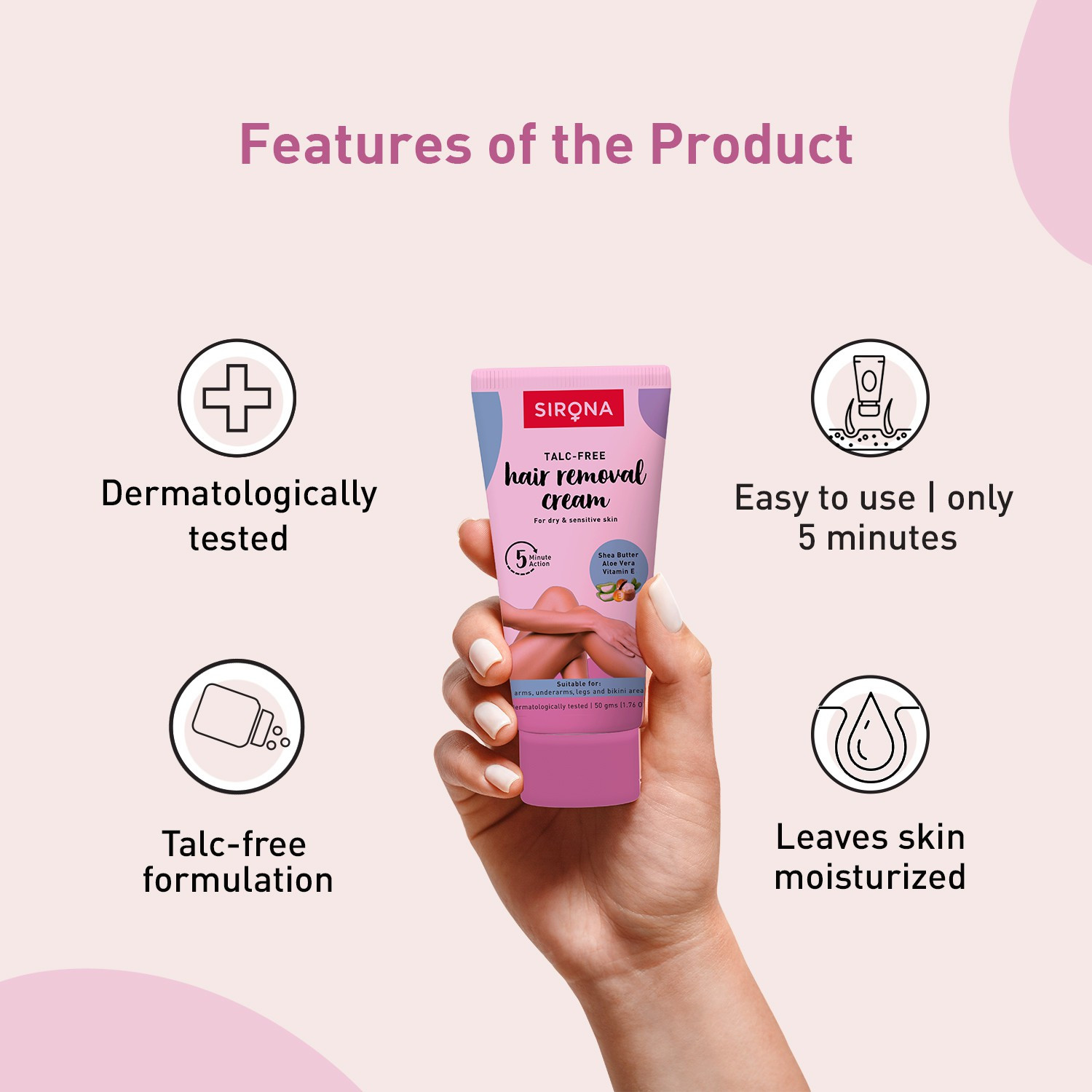 Image of SIRONA Talc-Free Bikini Line Hair Removal Cream for Women, Dry & Sensitive Skin Cream