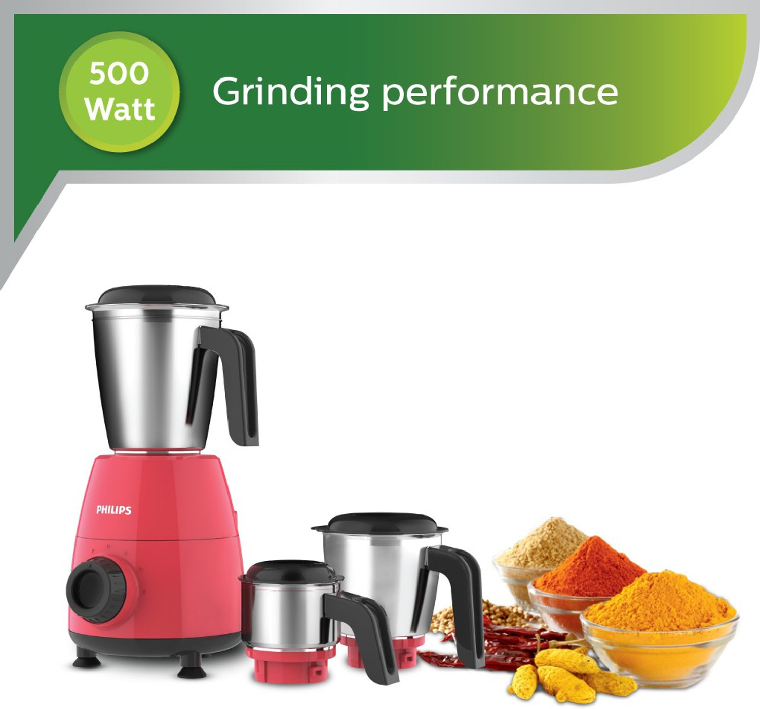 PHILIPS HL7505 /02 Daily Collection 500 W Mixer Grinder (3 Jars, Red