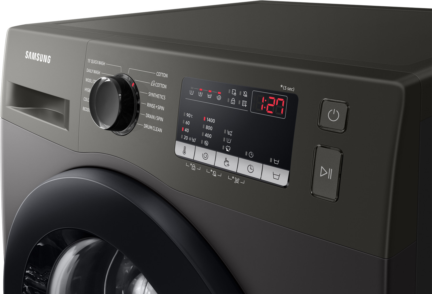 Image of Samsung 9 kg 5 Star, Digital Inverter Motor, Hygiene Steam, Fully Automatic Front Load Washing Machine Black