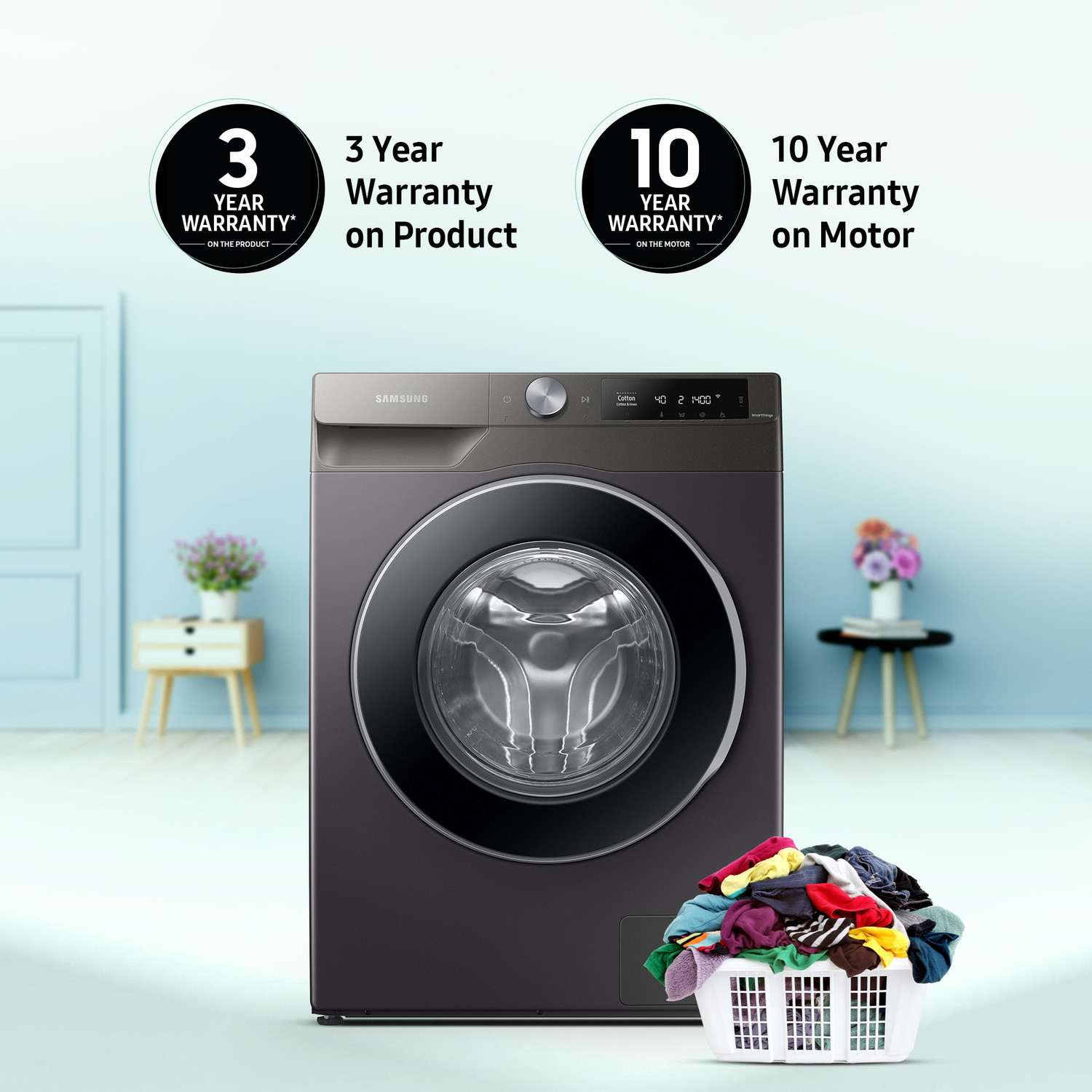 Image of Samsung 9 kg 5 Star, Eco Bubble Technology with Super Speed, AI Control , Wi-Fi Enabled , Digital Inverter Motor,Hygiene Steam, Fully Automatic Front Load Washing Machine with In-built Heater Black