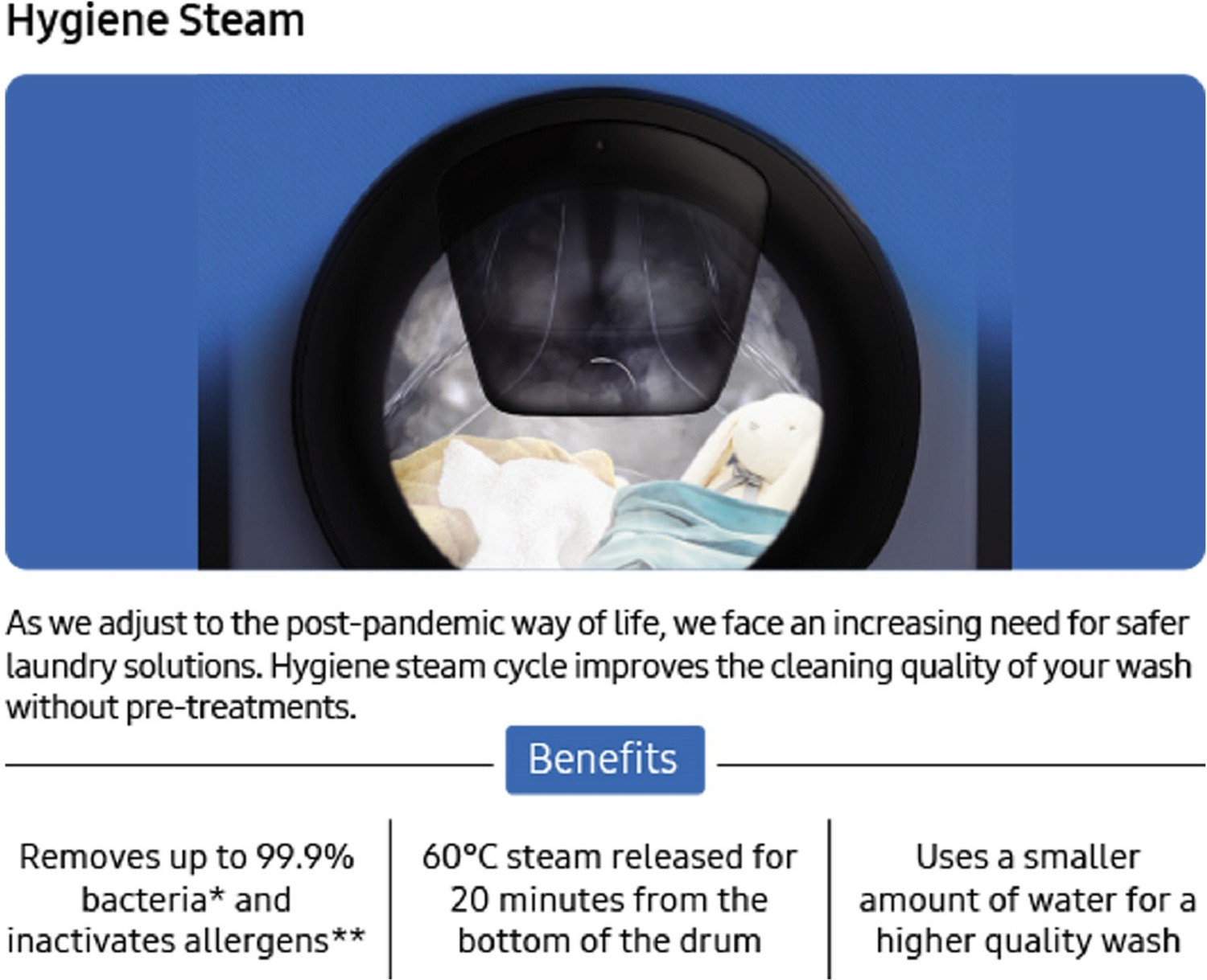 Image of Samsung 9 kg 5 Star, Digital Inverter Motor, Hygiene Steam, Fully Automatic Front Load Washing Machine Black