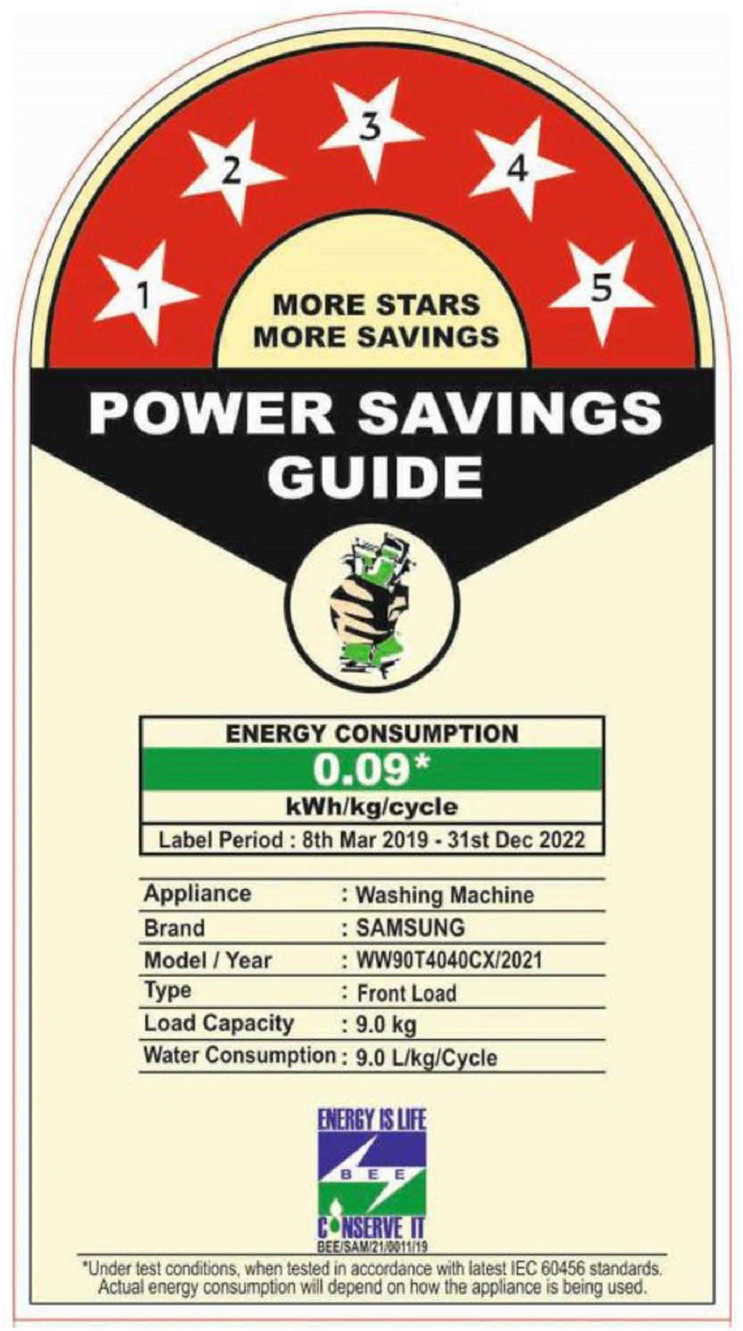 Image of Samsung 9 kg 5 Star, Digital Inverter Motor, Hygiene Steam, Fully Automatic Front Load Washing Machine Black