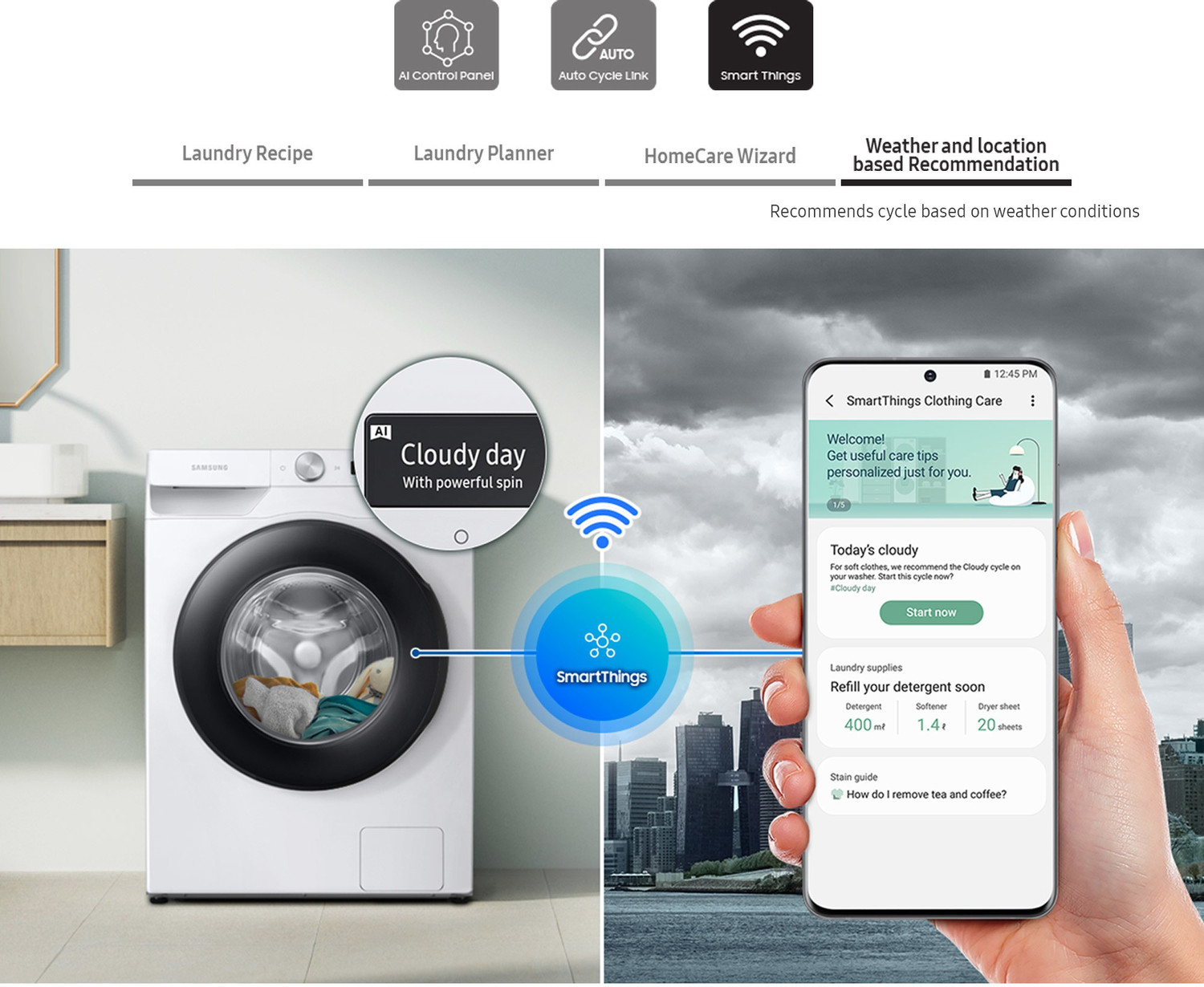 Image of Samsung 9 kg 5 Star, Eco Bubble Technology with Super Speed, AI Control , Wi-Fi Enabled , Digital Inverter Motor,Hygiene Steam, Fully Automatic Front Load Washing Machine with In-built Heater Black