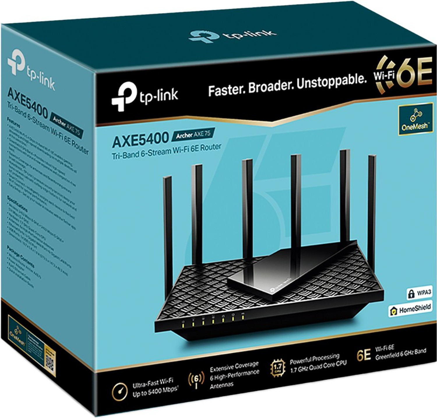 Image of TP-Link Archer AXE75 5400 Mbps Wireless Router (Black, Tri Band)
