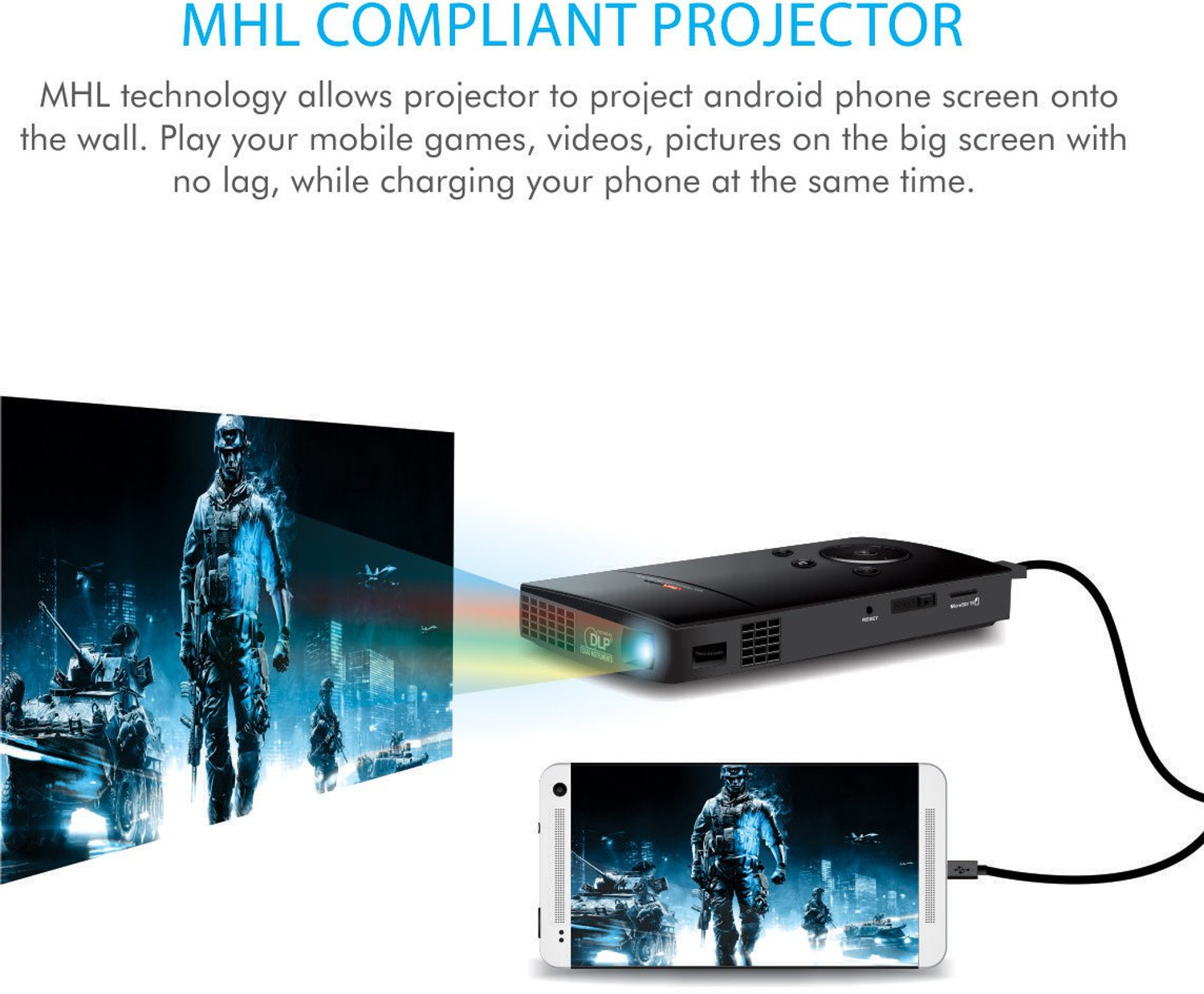 Image of Portronics Pocket Led Projector 50 lm LED Corded & Cordless Portable Projector (Black)