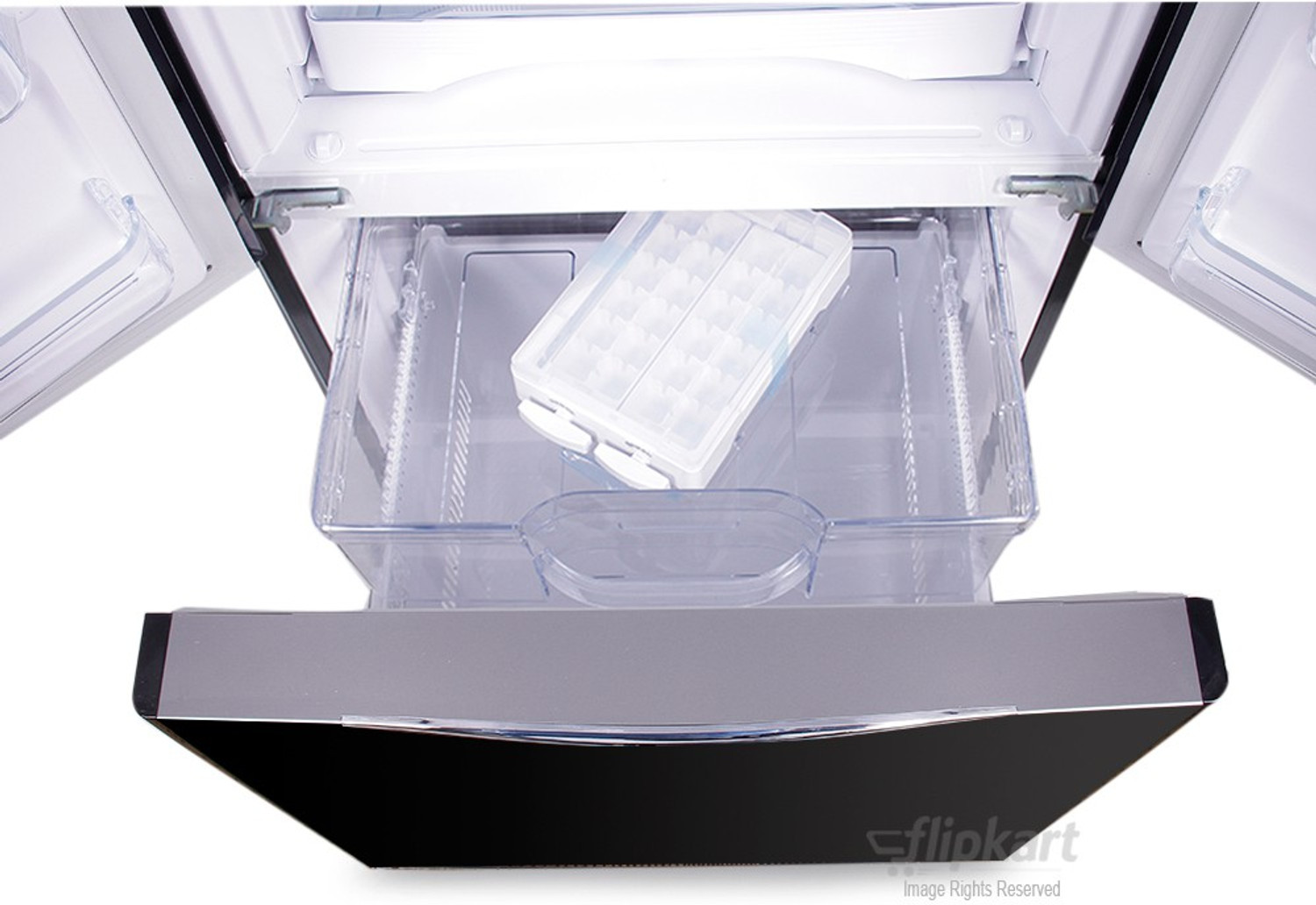 Image of Hitachi 456 L Frost Free French Door Bottom Mount Inverter Technology Star Refrigerator (Glass Black, R-WB480PND2 GBK)