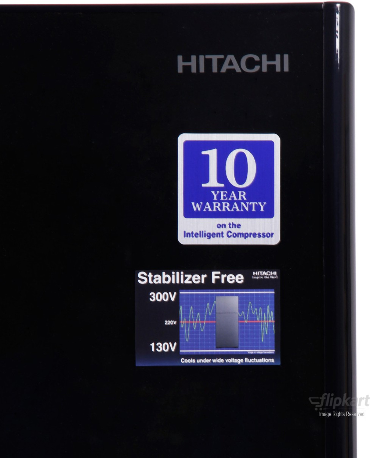 Image of Hitachi 456 L Frost Free French Door Bottom Mount Inverter Technology Star Refrigerator (Glass Black, R-WB480PND2 GBK)