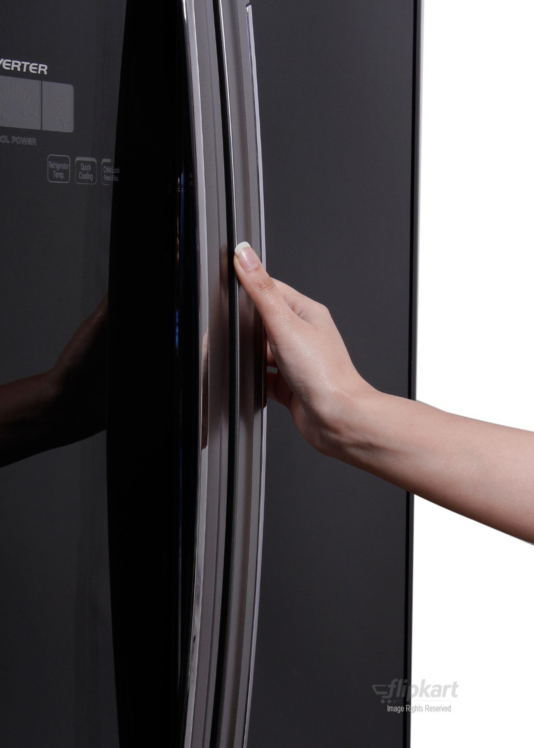 Image of Hitachi 456 L Frost Free French Door Bottom Mount Inverter Technology Star Refrigerator (Glass Black, R-WB480PND2 GBK)