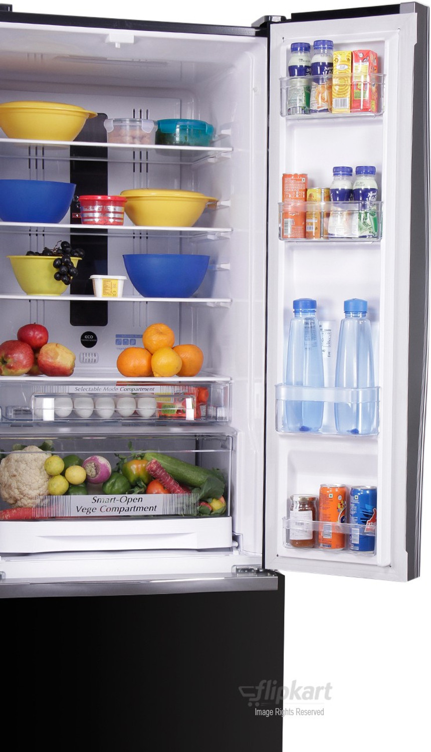 Image of Hitachi 456 L Frost Free French Door Bottom Mount Inverter Technology Star Refrigerator (Glass Black, R-WB480PND2 GBK)