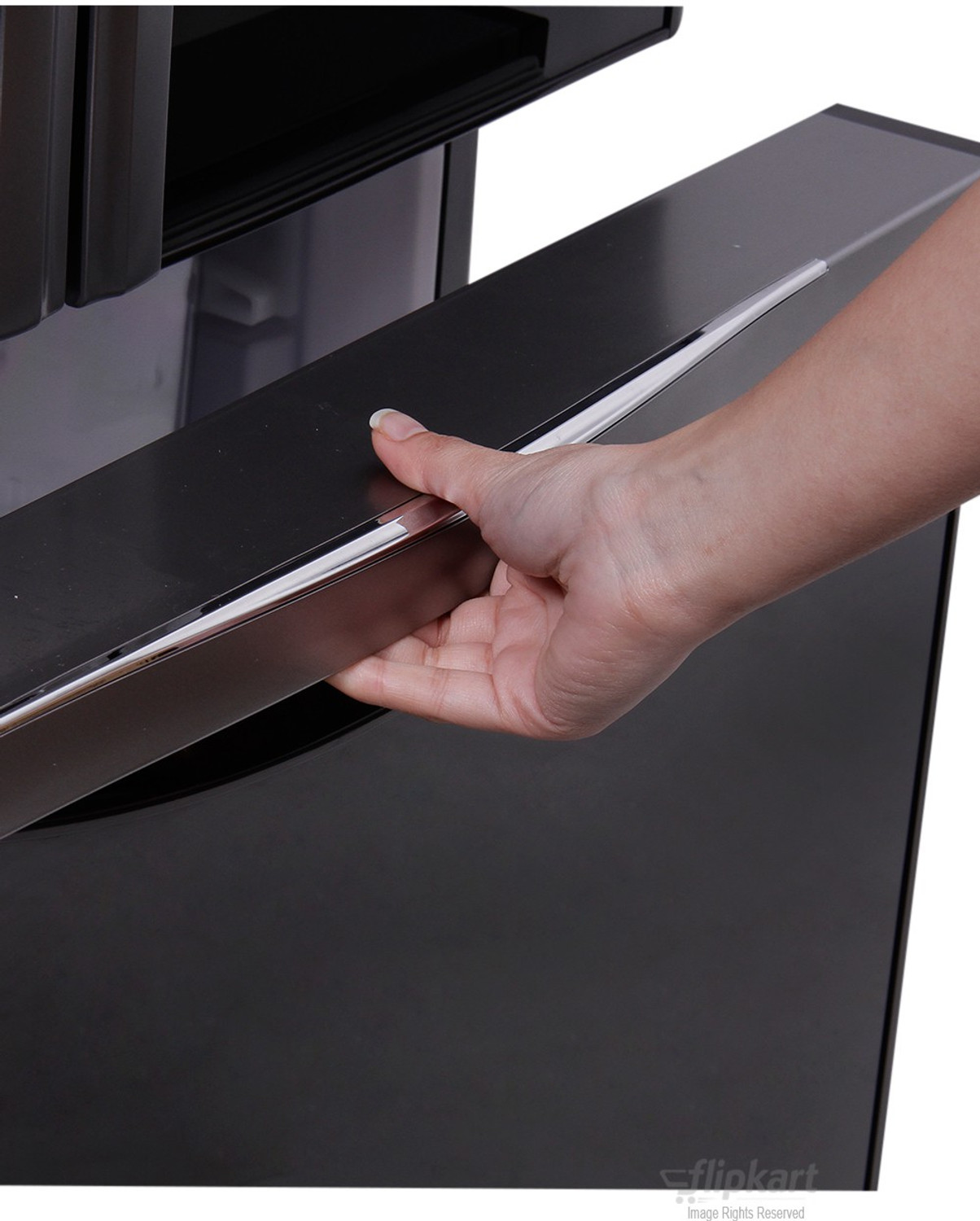 Image of Hitachi 456 L Frost Free French Door Bottom Mount Inverter Technology Star Refrigerator (Glass Black, R-WB480PND2 GBK)