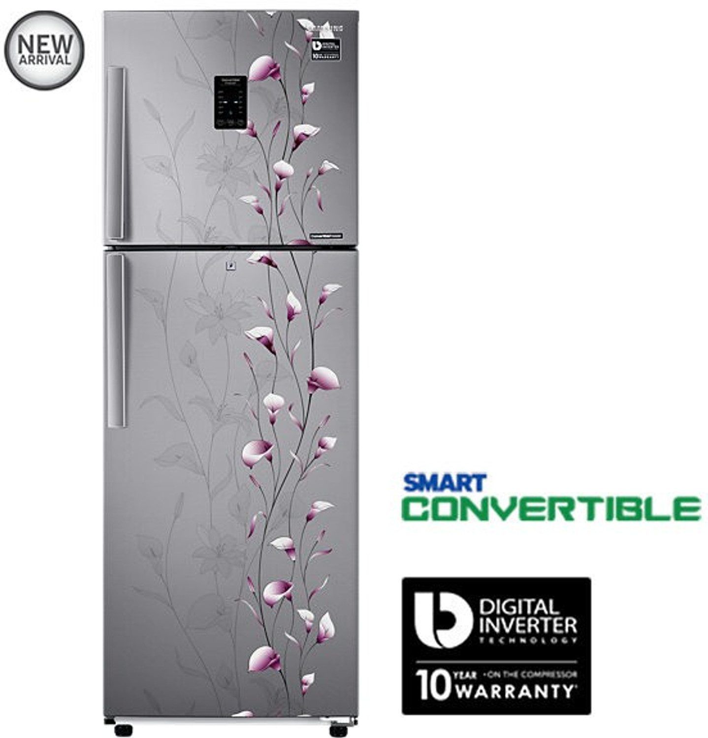 Image of Samsung 253 L Frost Free Double Door 3 Star Refrigerator (Tender Lily Silver, RT28K3953SZ)