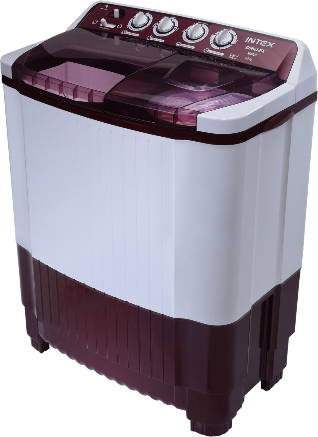 Image of Intex 8 kg Semi Automatic Top Load Washing Machine Red, White