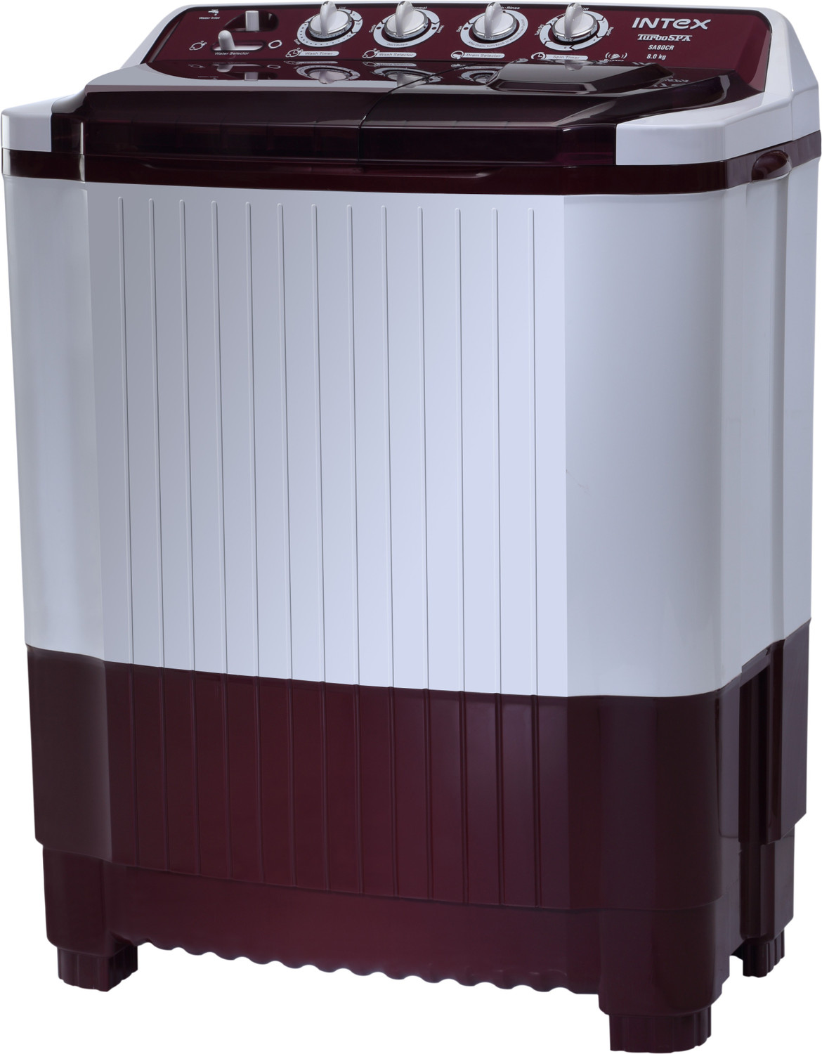 Image of Intex 8 kg Semi Automatic Top Load Washing Machine Red, White