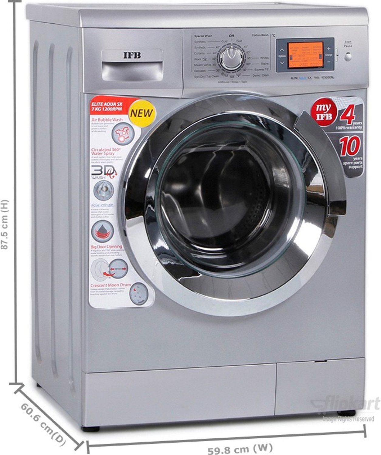 Image of IFB 7 kg Fully Automatic Front Load Washing Machine with In-built Heater Silver