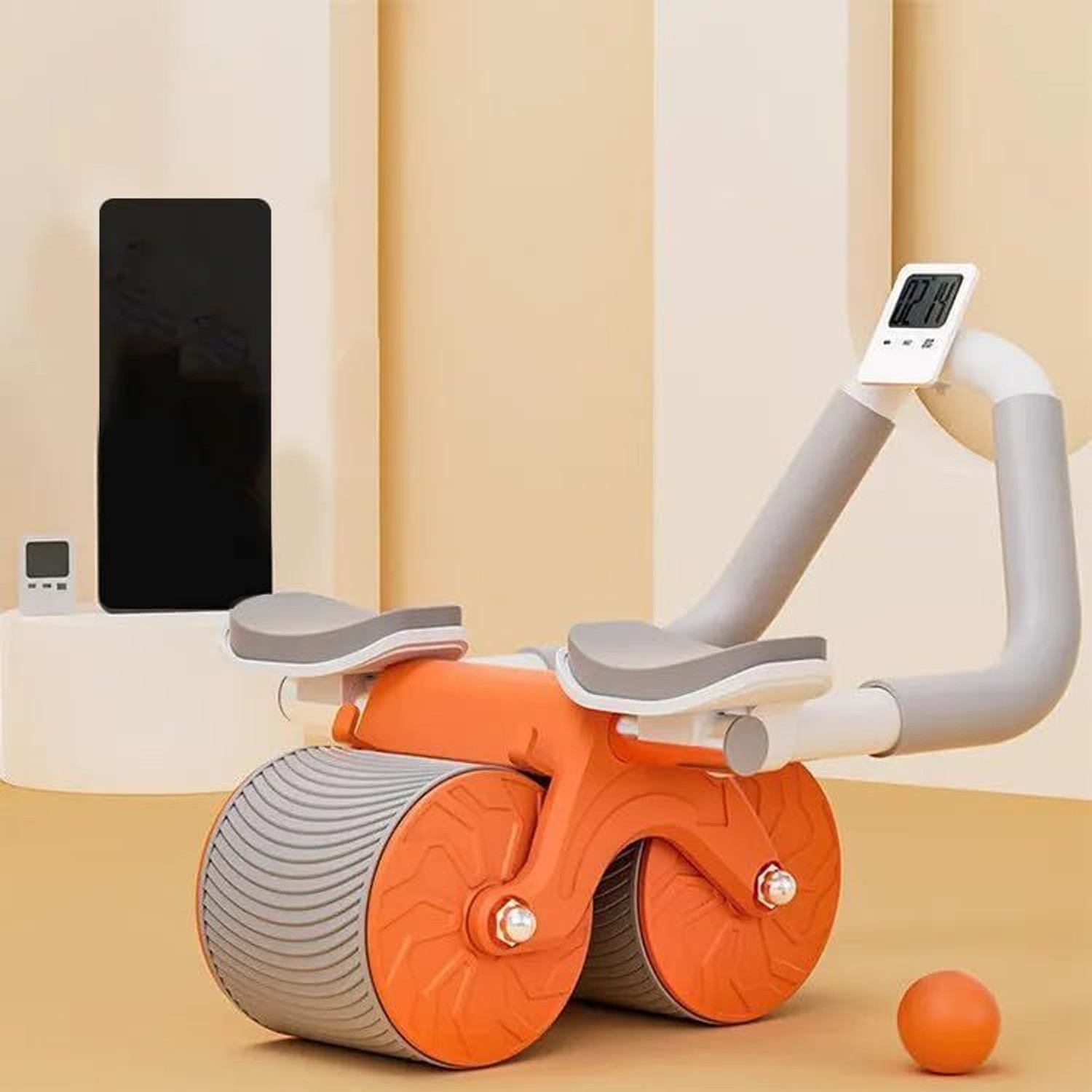 OKASTA Roller Wheel Exercise with Elbow Support, Automatic Rebound Abd