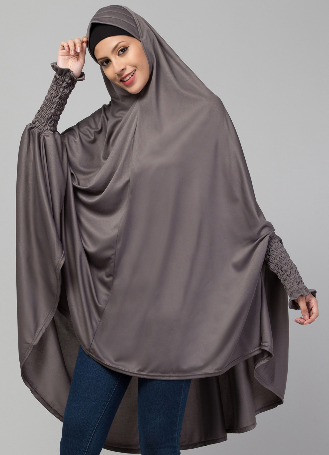 Image of URBIVA COLLECTION Nida Matte Solid Burqa (Black)
