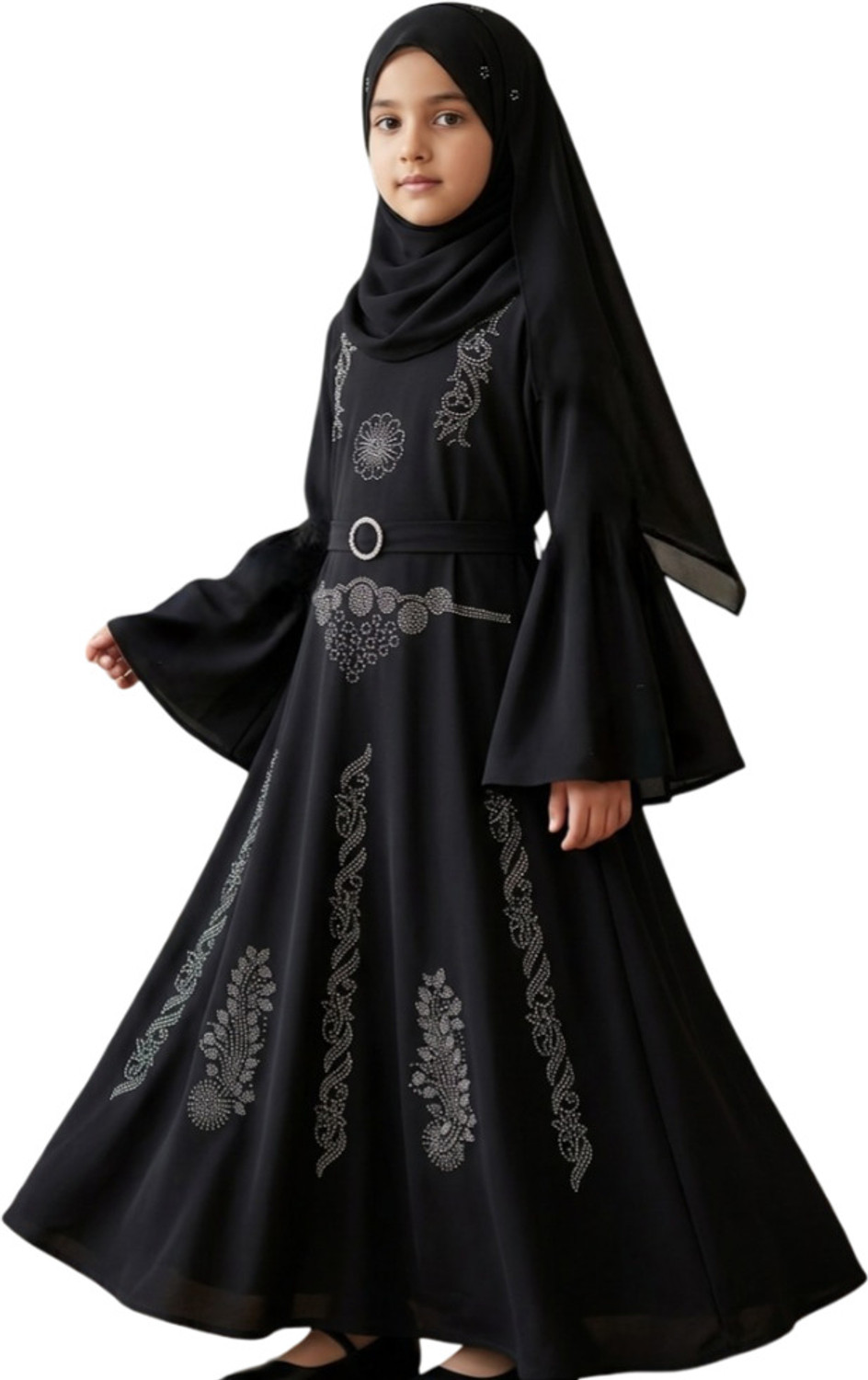 Image of URBIVA COLLECTION Nida Matte Solid Burqa (Black)