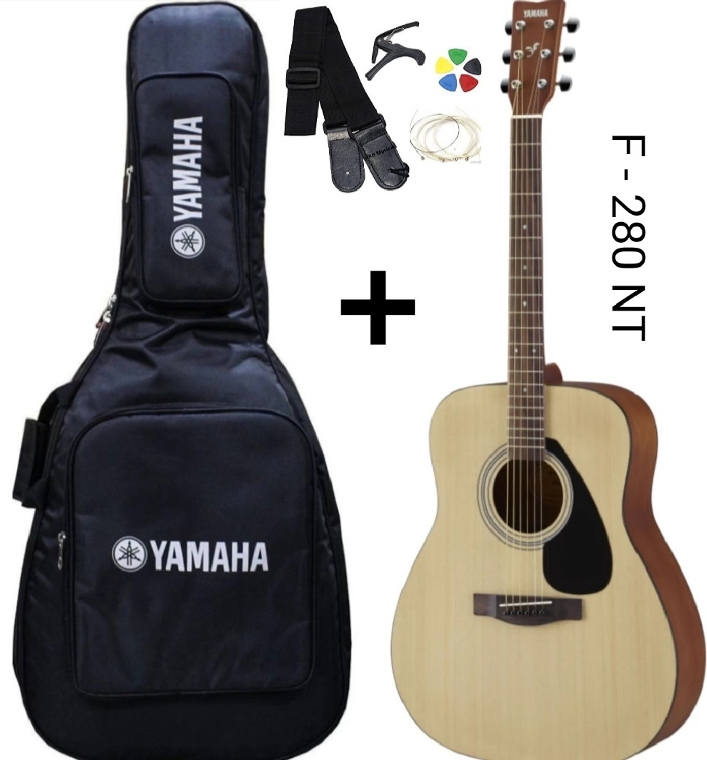 Yamaha F-280 Acoustic Guitar with Cover, Belt, Strings, Capo – ₹8,892