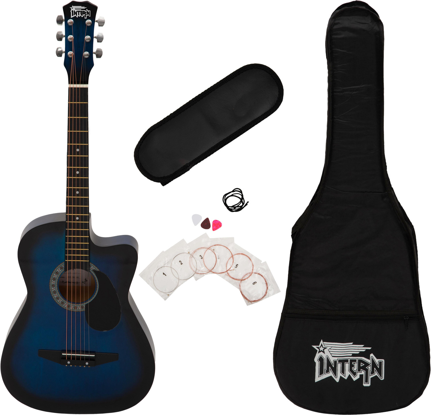 Intern INT-38C-BLS-G Acoustic Guitar Linden Wood Right Hand