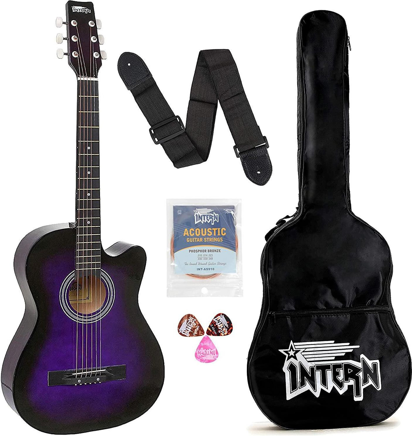intern INT-38C-VTS Acoustic Guitar Linden Wood Rosewood Right Hand Ori