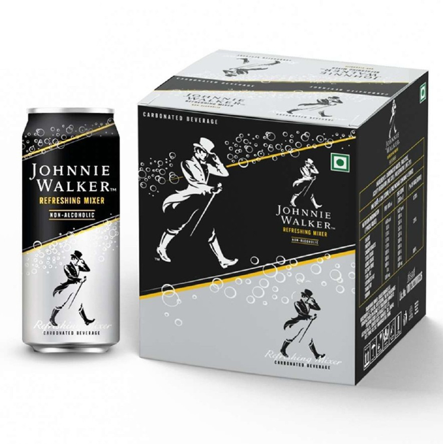 Image of JOHNNIE WALKER Refreshing Mixer - Non Alcoholic Carbonated Beverage, 330 ml, Pack of 24 Can