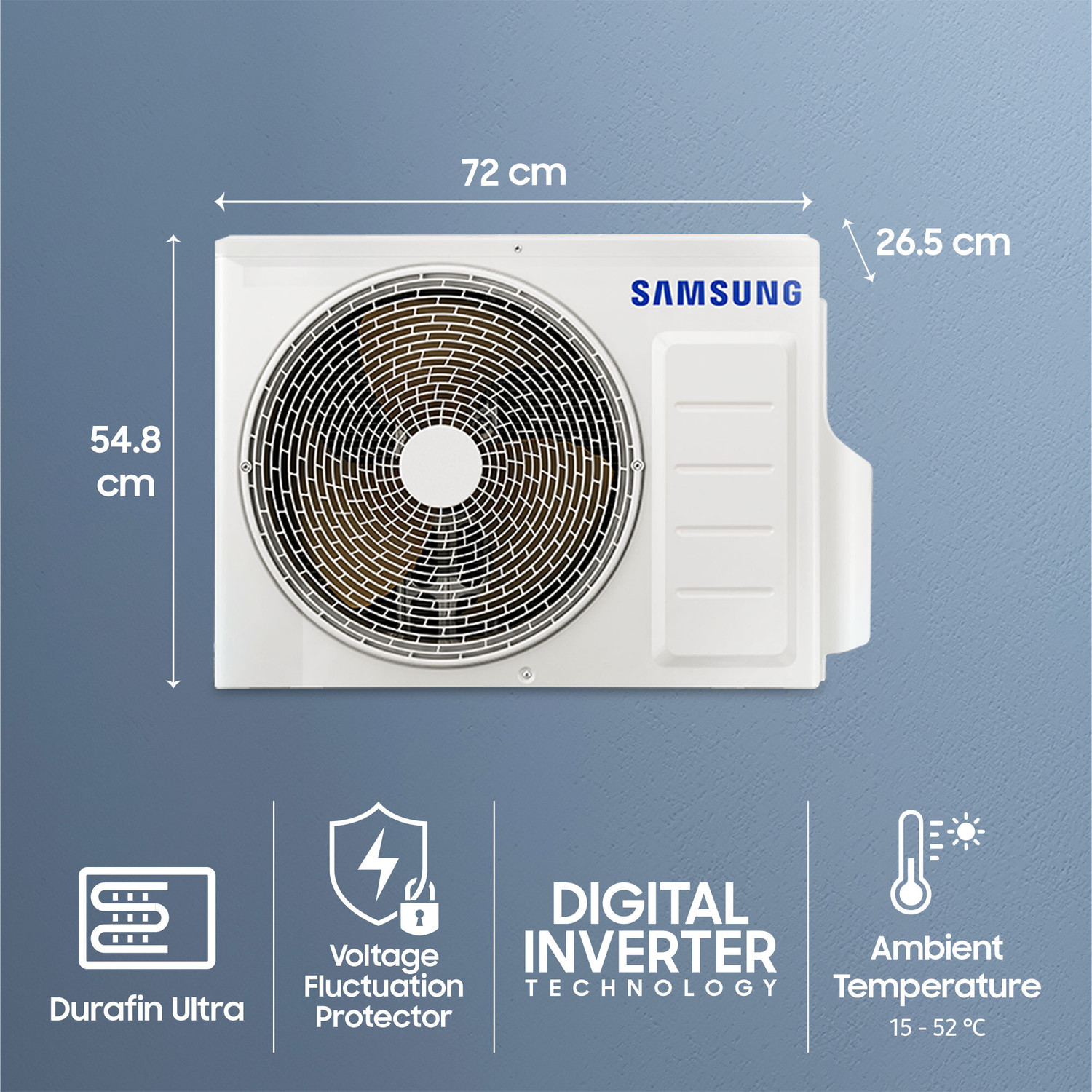 Image of SAMSUNG 2023 Model 1 Ton 5 Star Split Inverter AC - White (AR12CY5ZAGD /AR12CY5ZAGDNNA /AR12CY5ZAGDXNA, Copper Condenser)