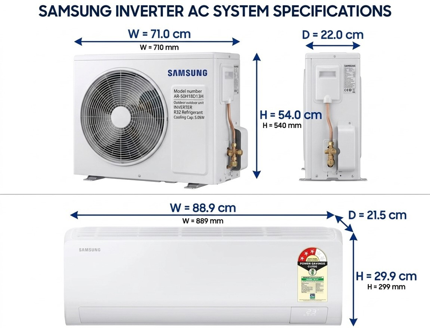 Image of Samsung 2026 Model 1.5 Ton 3 Star Split Inverter with Wi-fi AC (AR-50H18D13H, White)