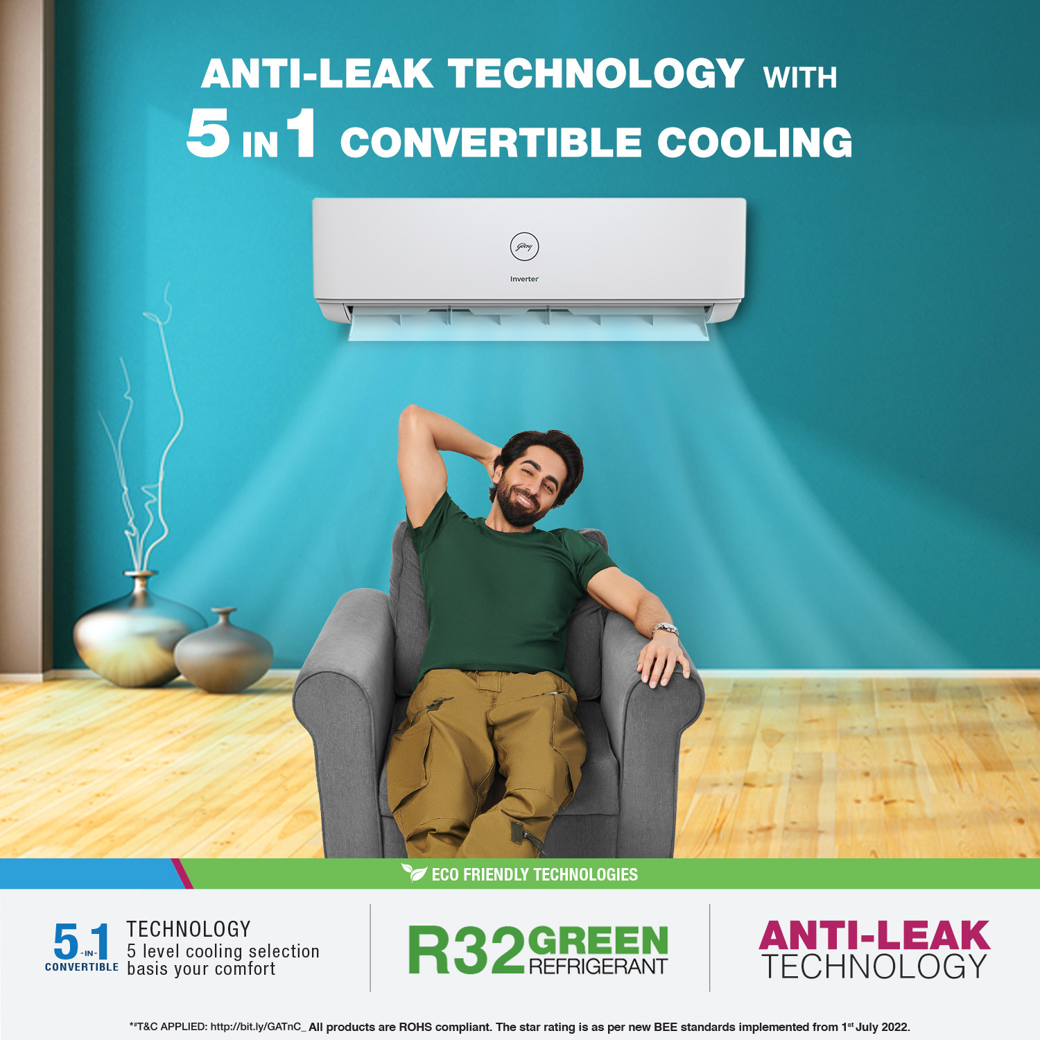 Image of Godrej 2022 Model 1.5 Ton 3 Star Split Inverter Anti-Leak AC