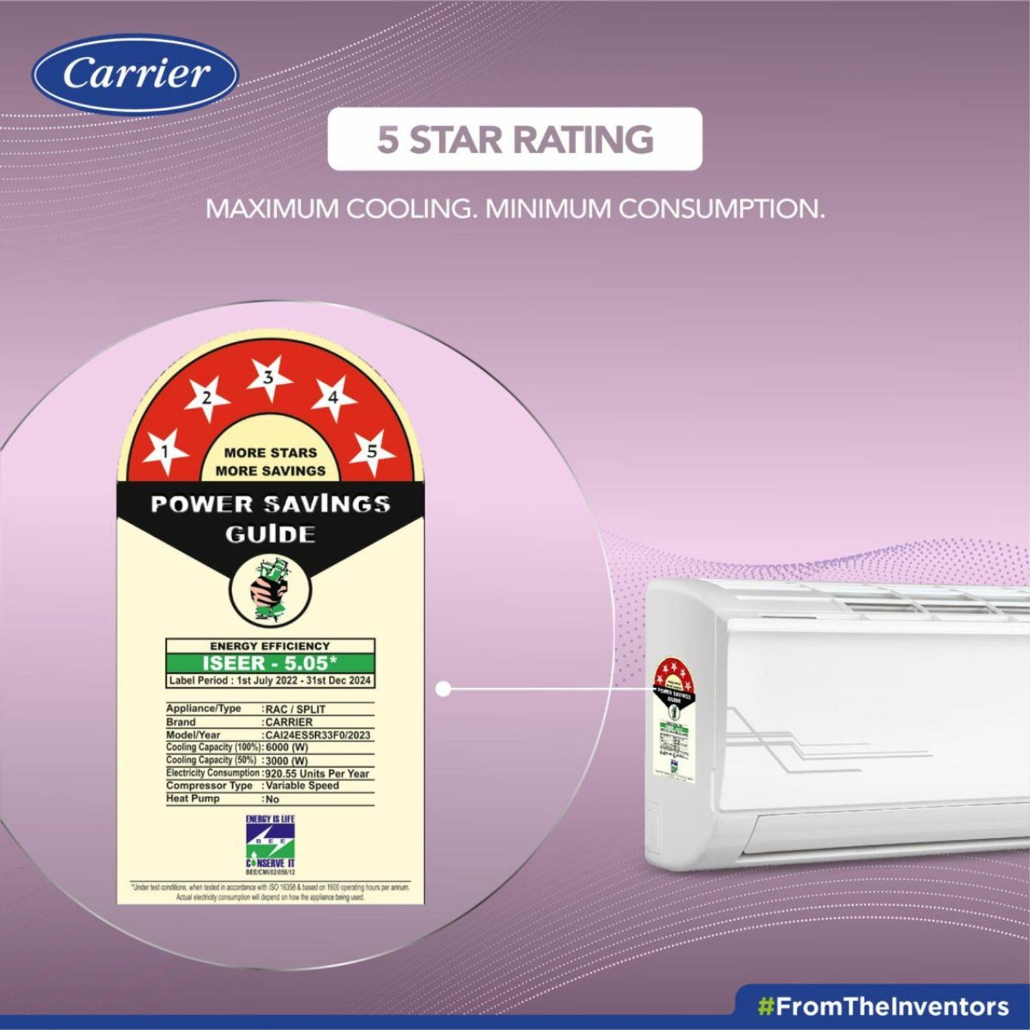 Image of CARRIER 2023 Model 2 Ton 5 Star Split AI Flexicool Inverter Dual Filtration with HD & PM 2.5 Filter AC