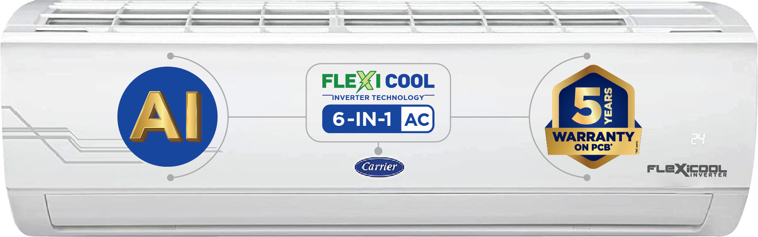 Image of CARRIER 2023 Model 1.2 Ton 5 Star Split AI Flexicool Inverter Dual Filtration with HD & PM 2.5 Filter AC