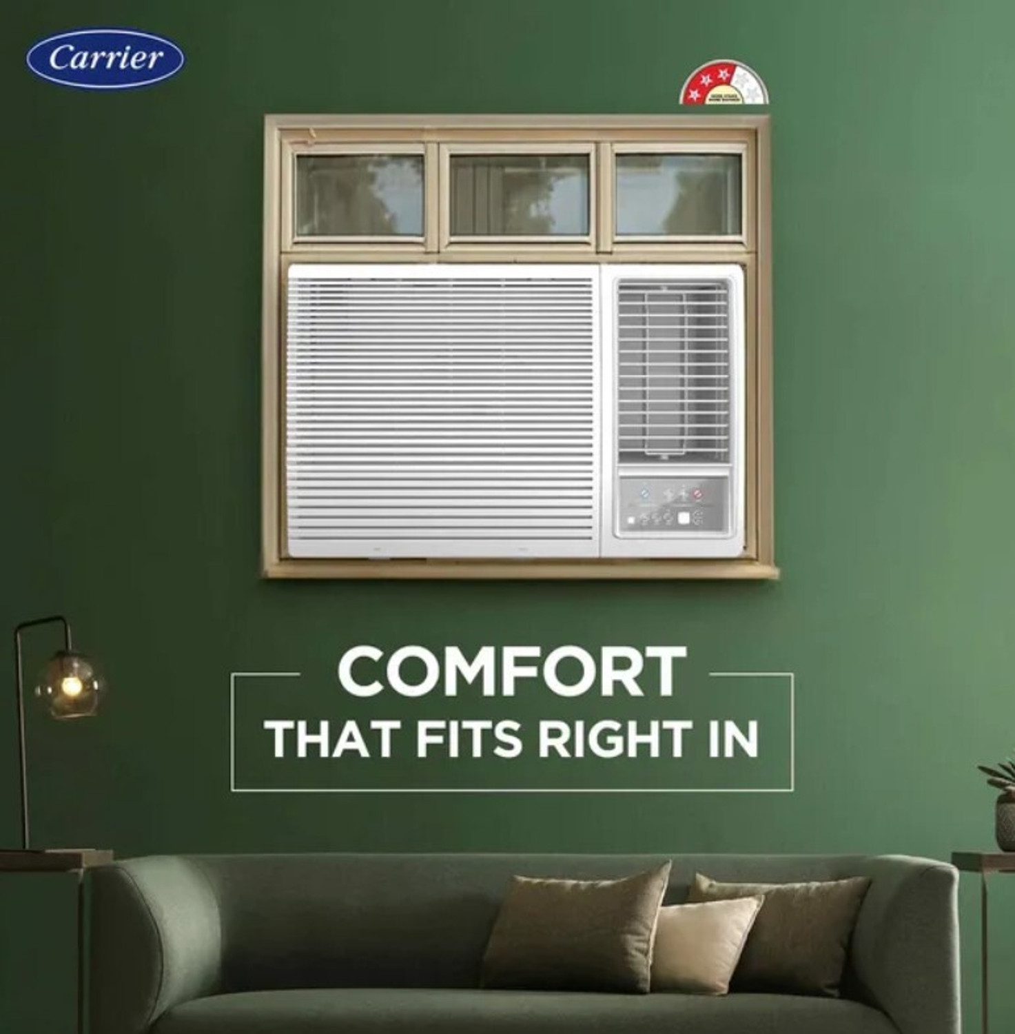 Image of CARRIER 2025 Model 1.5 Ton 3 Star Window Inverter AC (CIW18EC3R35F0, White)