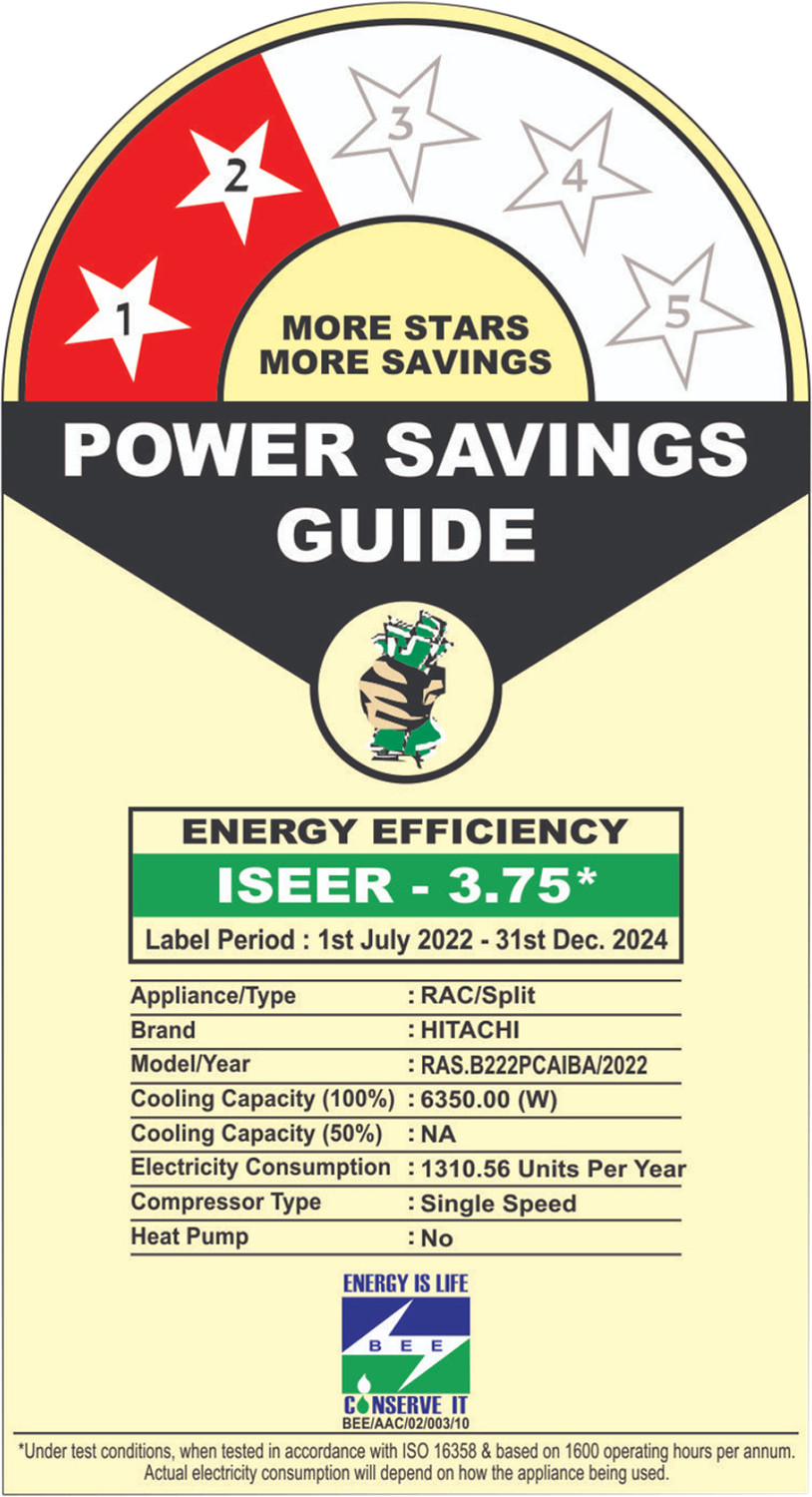 Image of Hitachi 2023 Model 1.8 Ton 2 Star Split Soft dry Silent Air Ambience Light R 32 AC