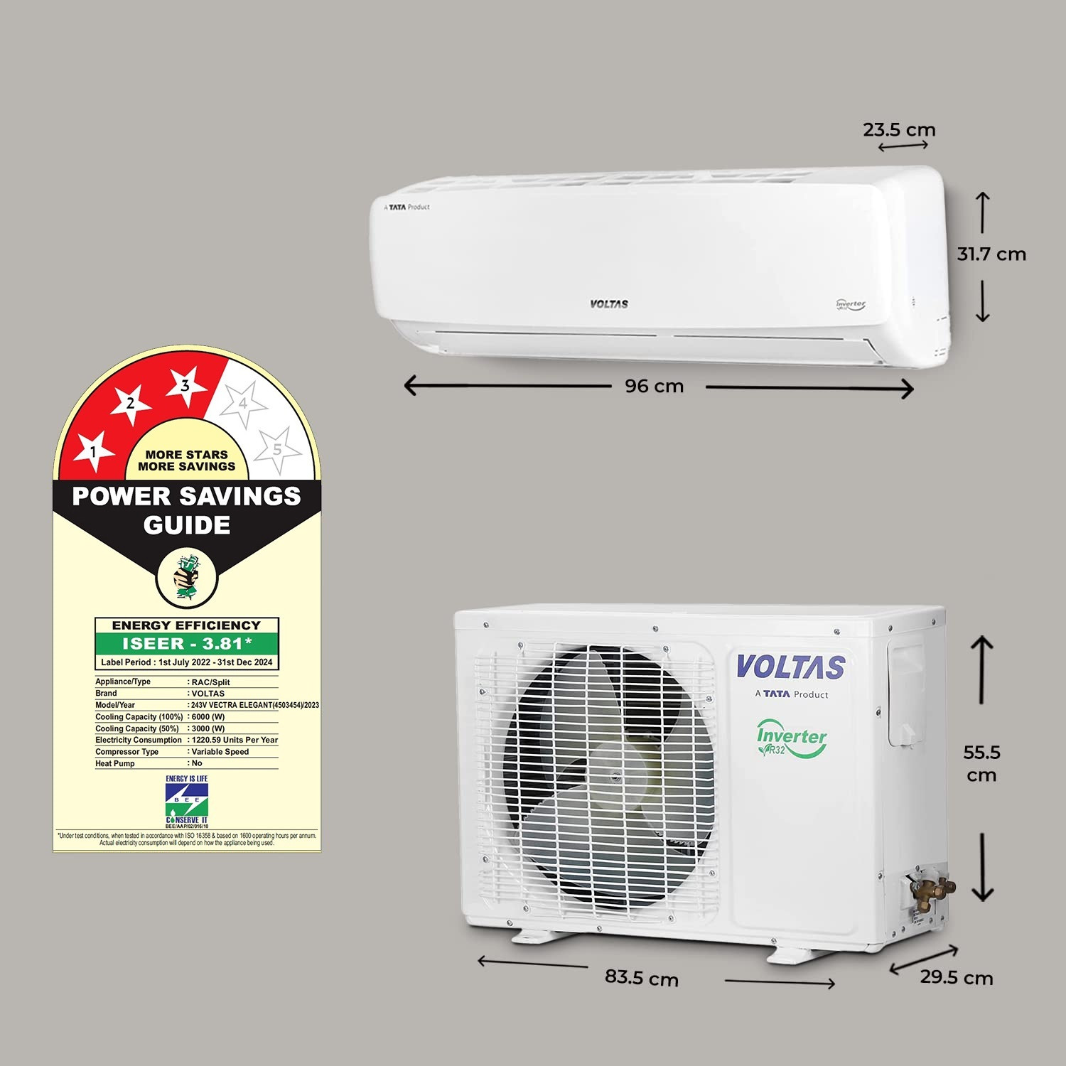 Image of Voltas 2023 Model 2 Ton 3 Star Split Inverter AC