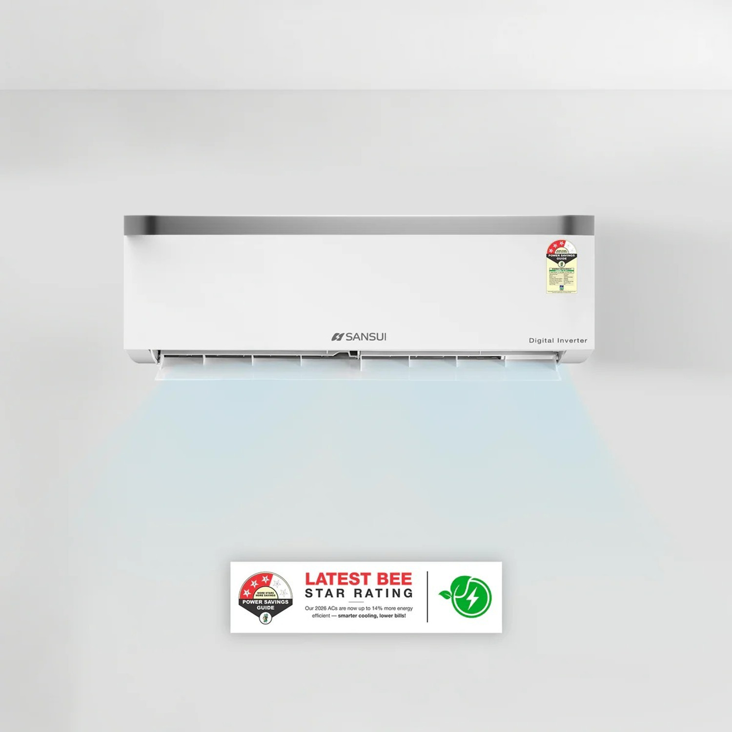 Image of Sansui 2026 Model 1.4 Ton 3 Star Split Inverter AC (JSP173SICG, White)