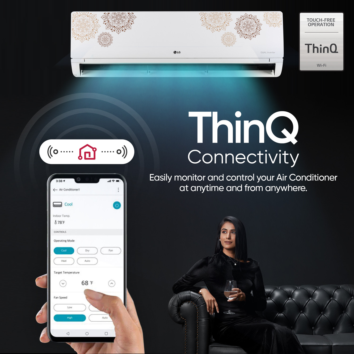 Image of LG 2023 Model 1.5 Ton 5 Star Split Inverter with Wi-fi 4 Way Swing, HD Filter with Anti-Virus Protection AC