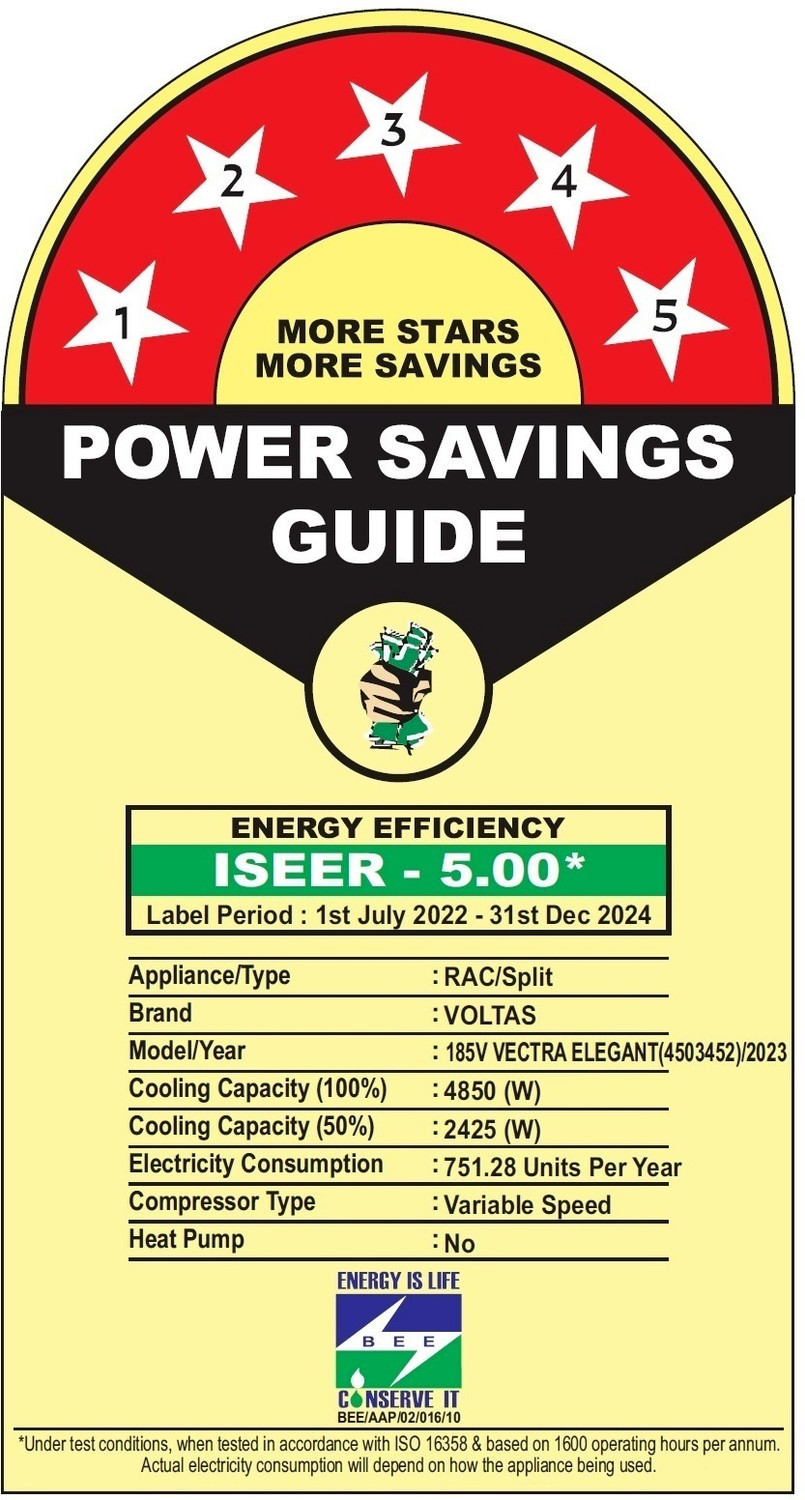 Image of Voltas 2023 Model 1.5 Ton 5 Star Split Inverter AC