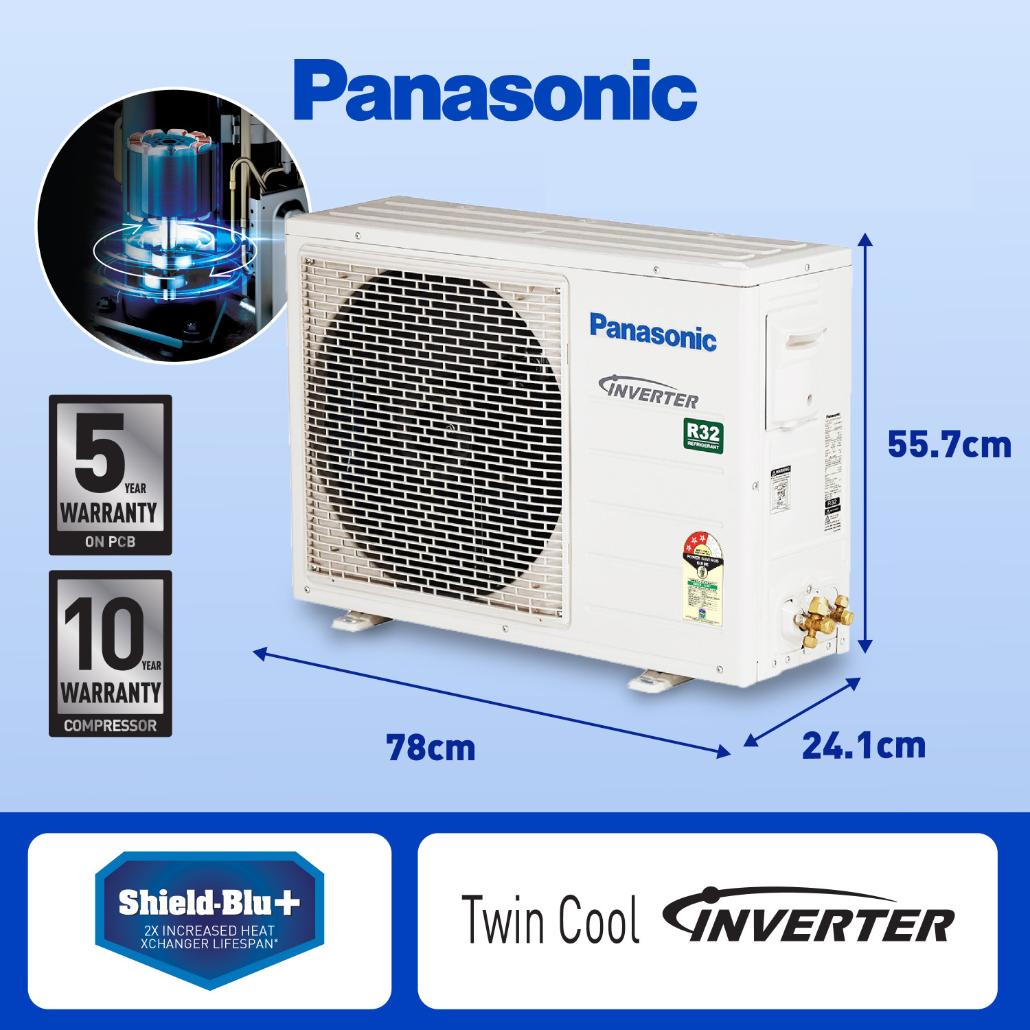 Image of Panasonic 2023 Model 1.5 Ton 3 Star Split Inverter with 2 Way Swing, PM 0.1 Air Purification Filter AC