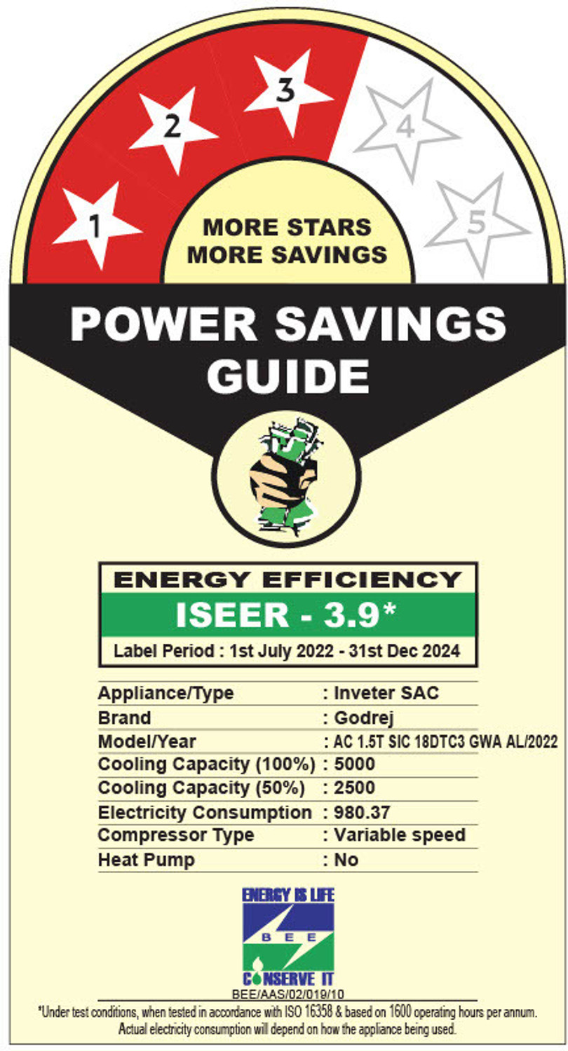 Image of Godrej 2022 Model 1.5 Ton 3 Star Split Inverter Anti-Leak AC