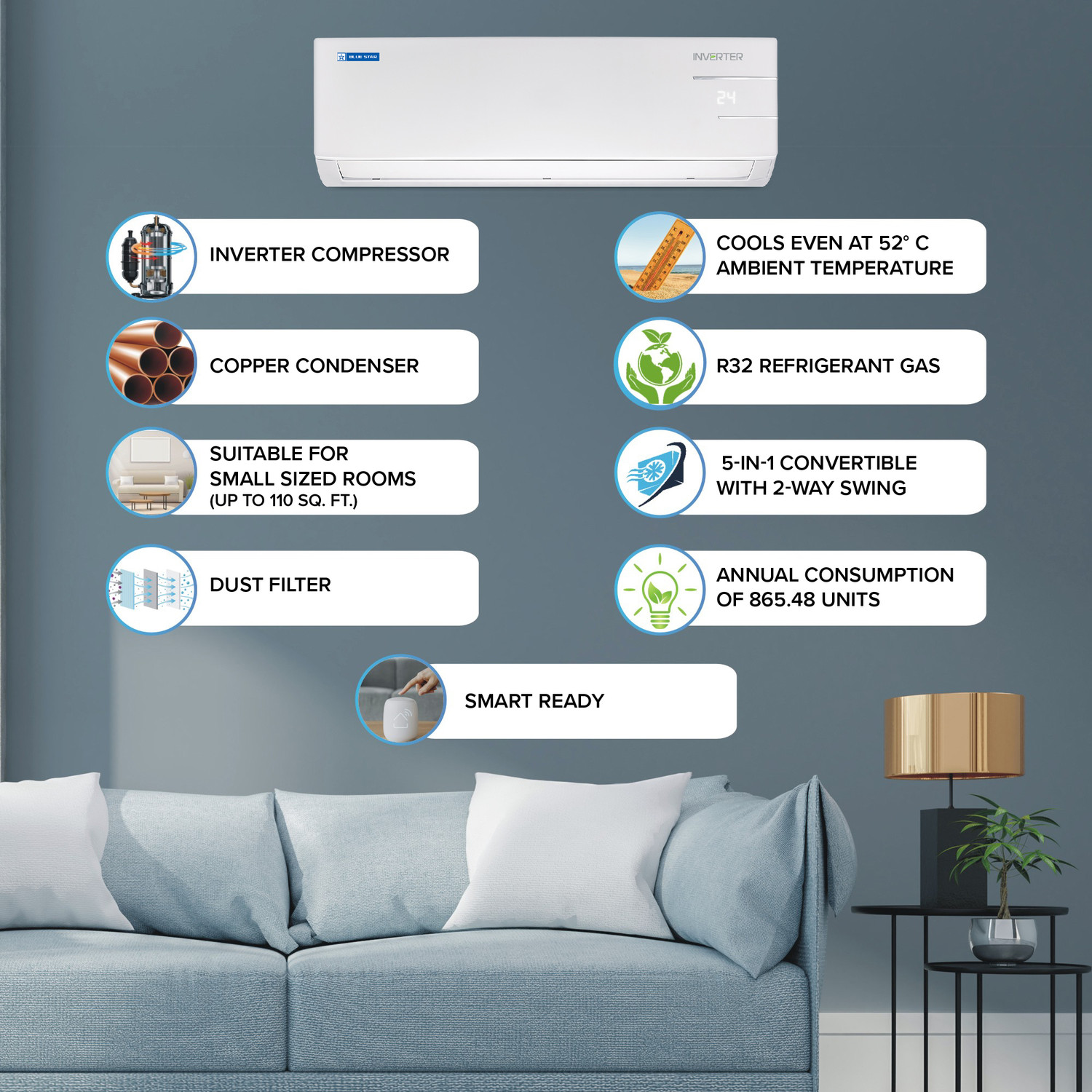 Image of Blue Star 2025 Model 1.3 Ton 3 Star Split Inverter AC