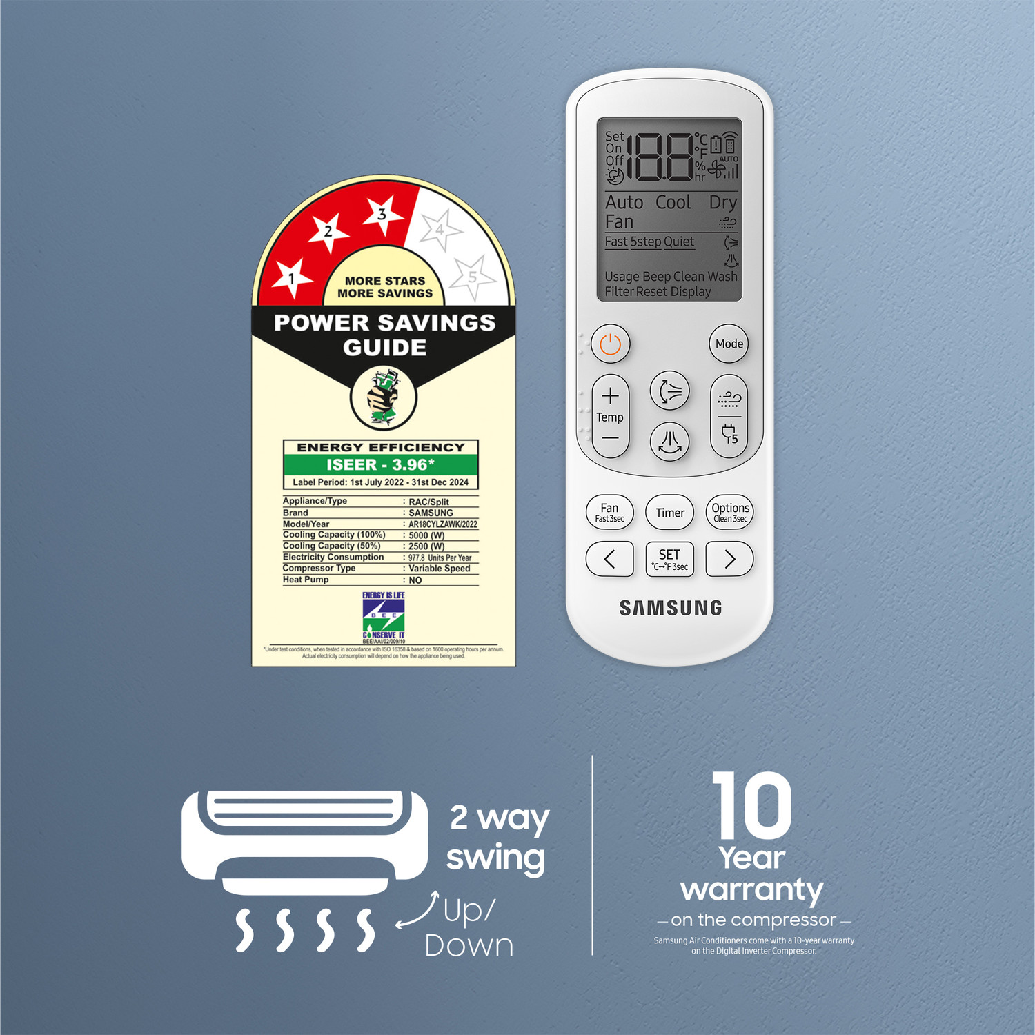 Image of Samsung 2023 Model 1.5 Ton 3 Star Split Inverter with Wi-fi AC