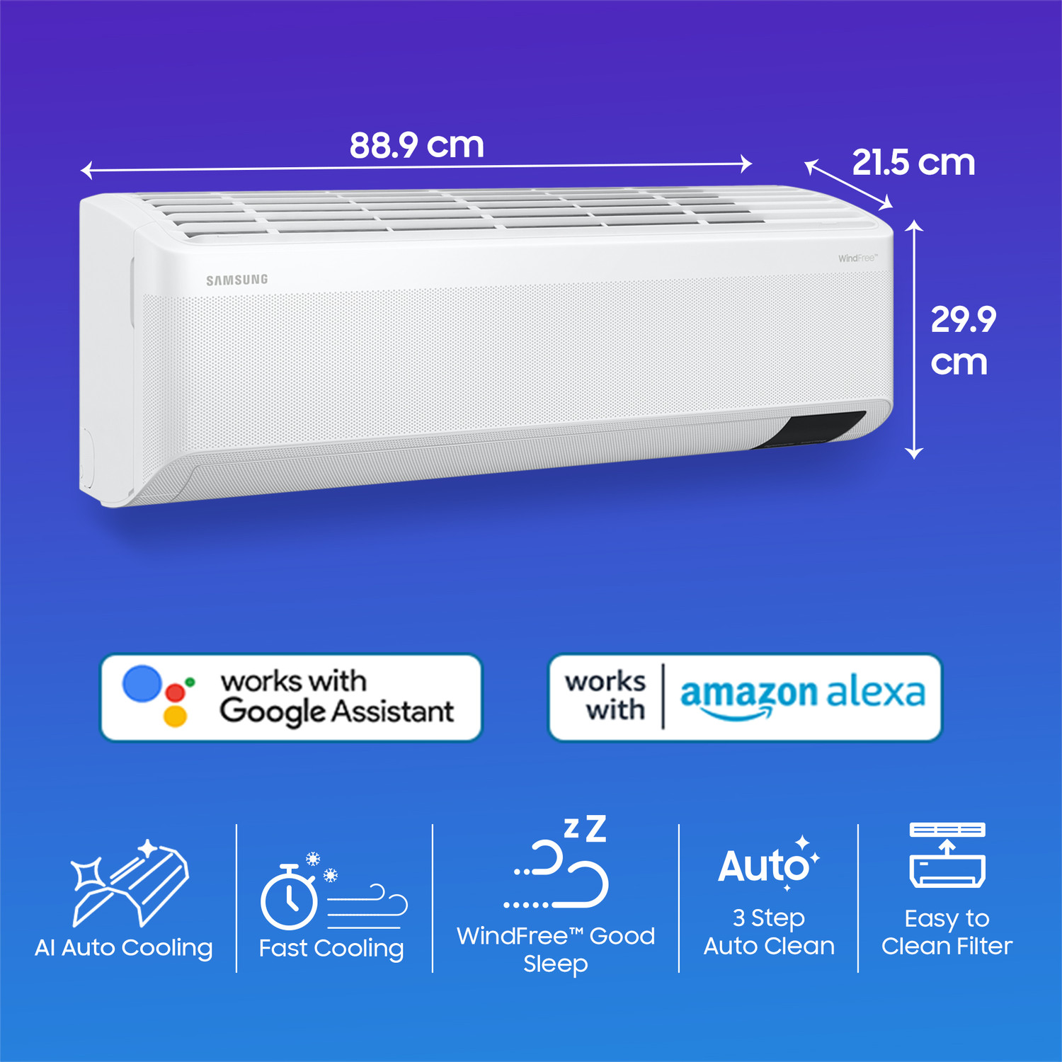Image of Samsung 2024 Model 1.5 Ton 3 Star Split Inverter with Wi-fi WindFree Technology AC