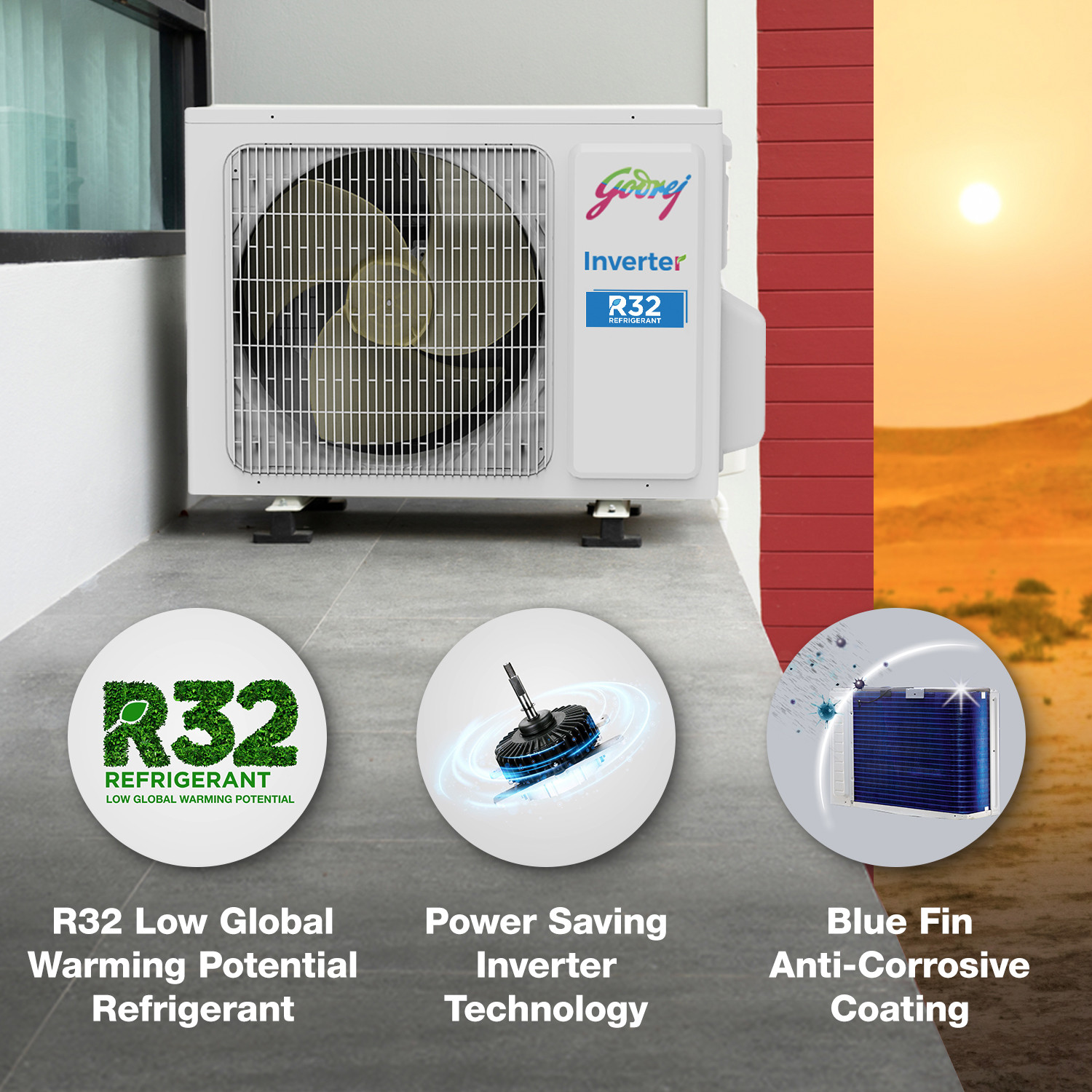 Image of Godrej 2023 Model 1 Ton 5 Star Split Inverter i-sense Technology with Blue Fin Anti Corrosive Coating AC