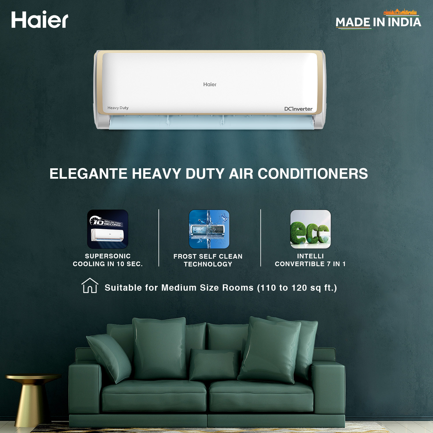 Image of Haier 2023 Model 1 Ton 5 Star Split Inverter Intelli Convertible 7-in-1, Triple Inverter Plus Technology, Cooling at Extreme Temperature AC