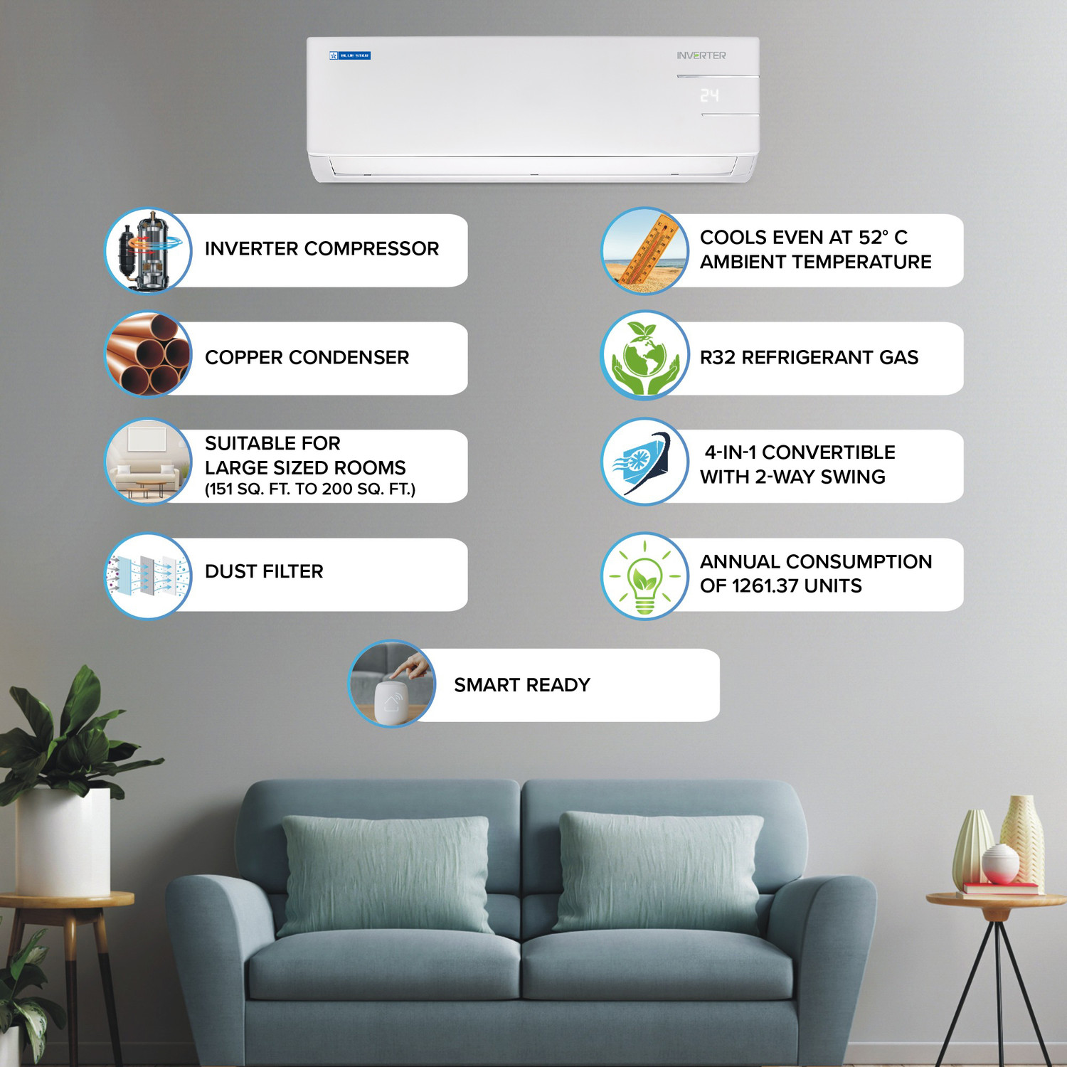 Image of Blue Star 2023 Model 2 Ton 3 Star Split Inverter AC